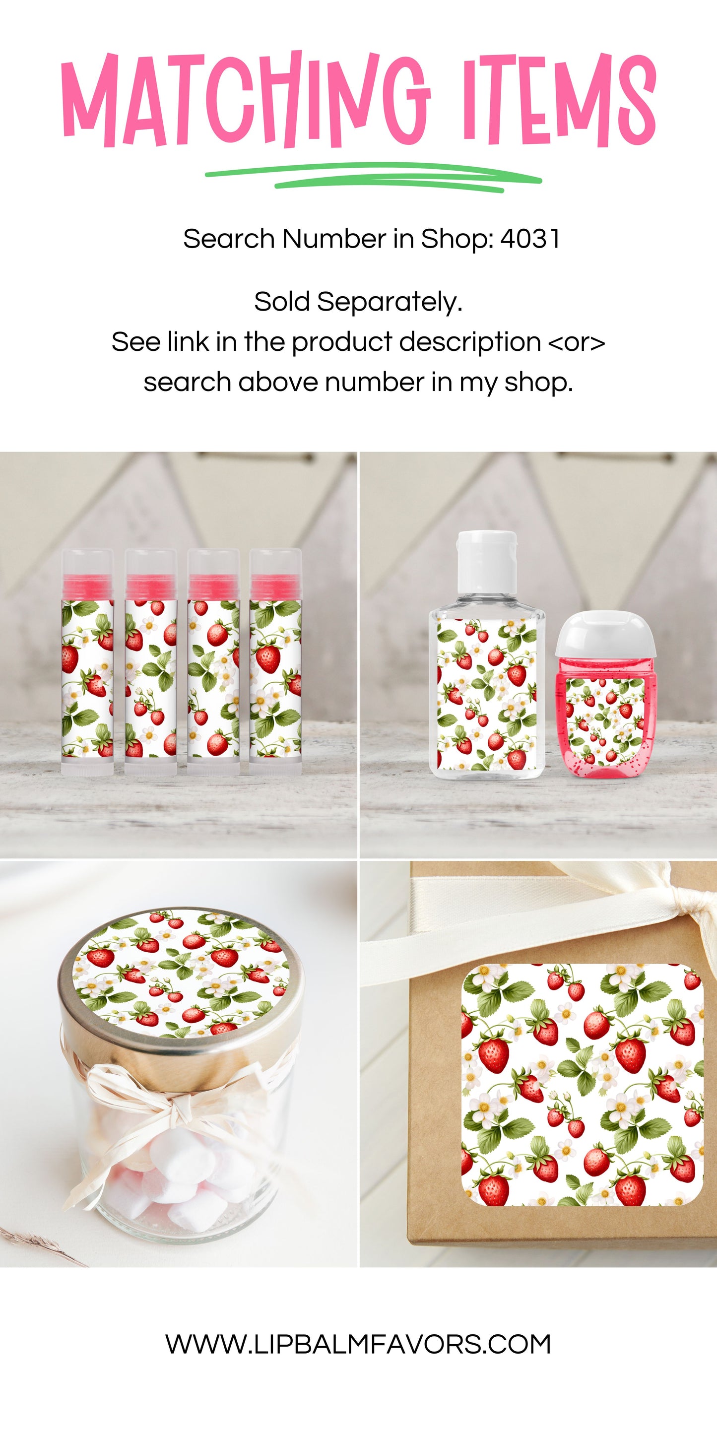 Strawberry Gifts PRINTED Lip Balm Labels | Thank You Berry Much Gift Labels for Guests | Strawberry Theme Baby Shower Favors Sticker [4031]