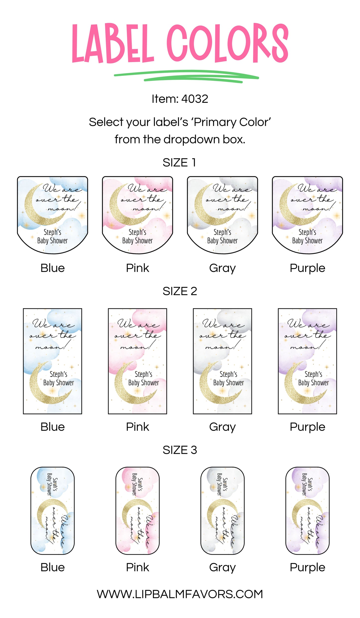 Over the Moon Shower Personalized PRINTED Hand Sanitizer LABELS | Moon and Stars Baby Shower Favor Labels | Celestial Theme [4032]