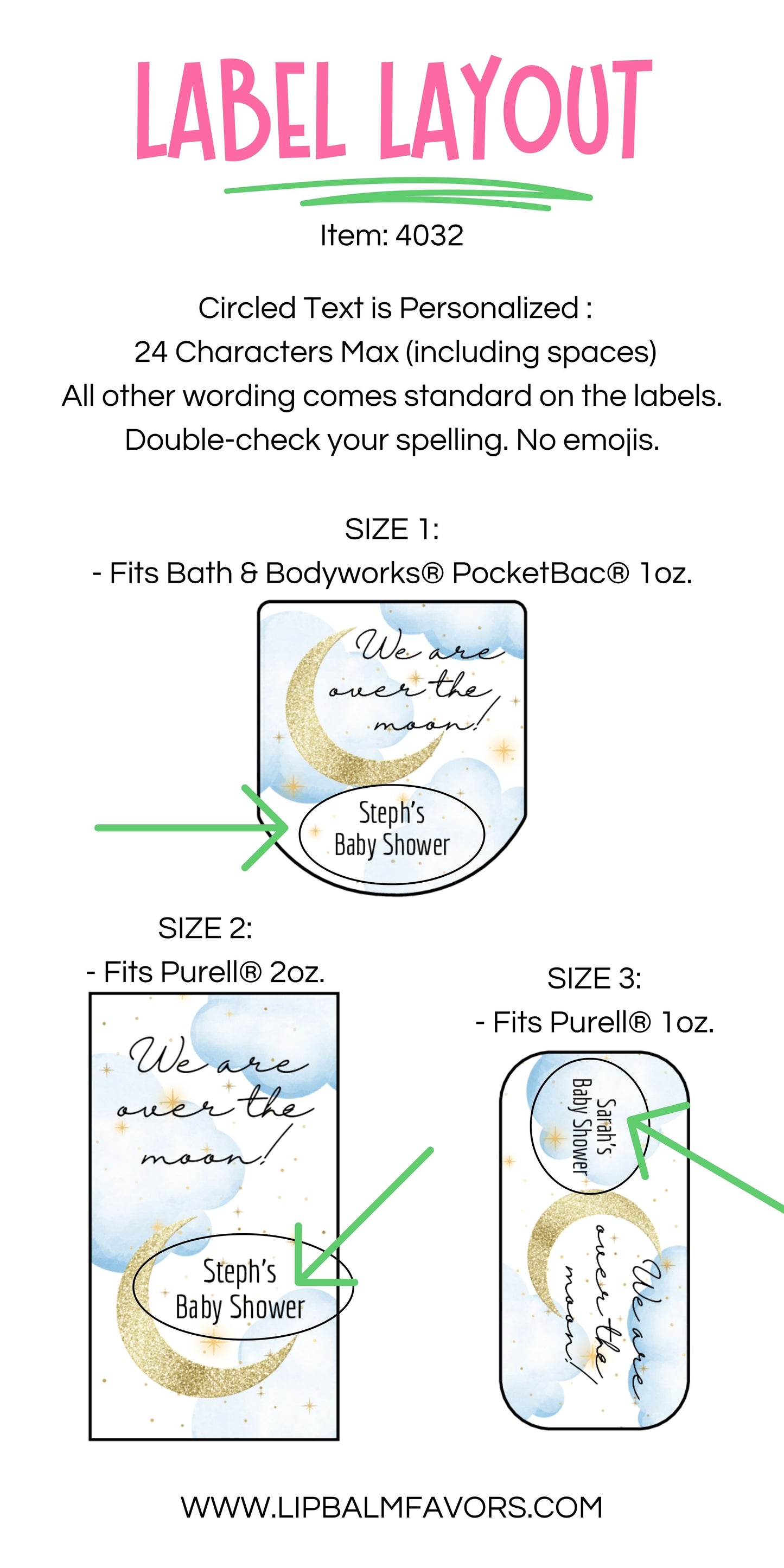 Over the Moon Shower Personalized PRINTED Hand Sanitizer LABELS | Moon and Stars Baby Shower Favor Labels | Celestial Theme [4032]