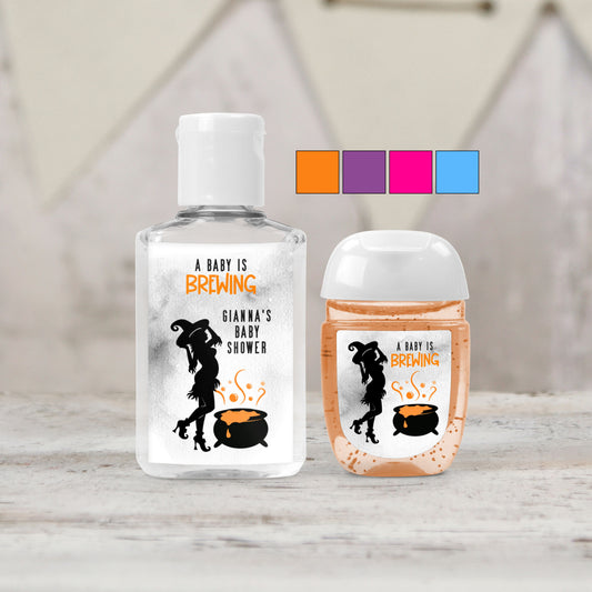 Baby is Brewing Baby Shower Halloween PRINTED Hand Sanitizer LABELS | Unique Baby Shower Themes | October Baby Shower Favor Sticker [4038]