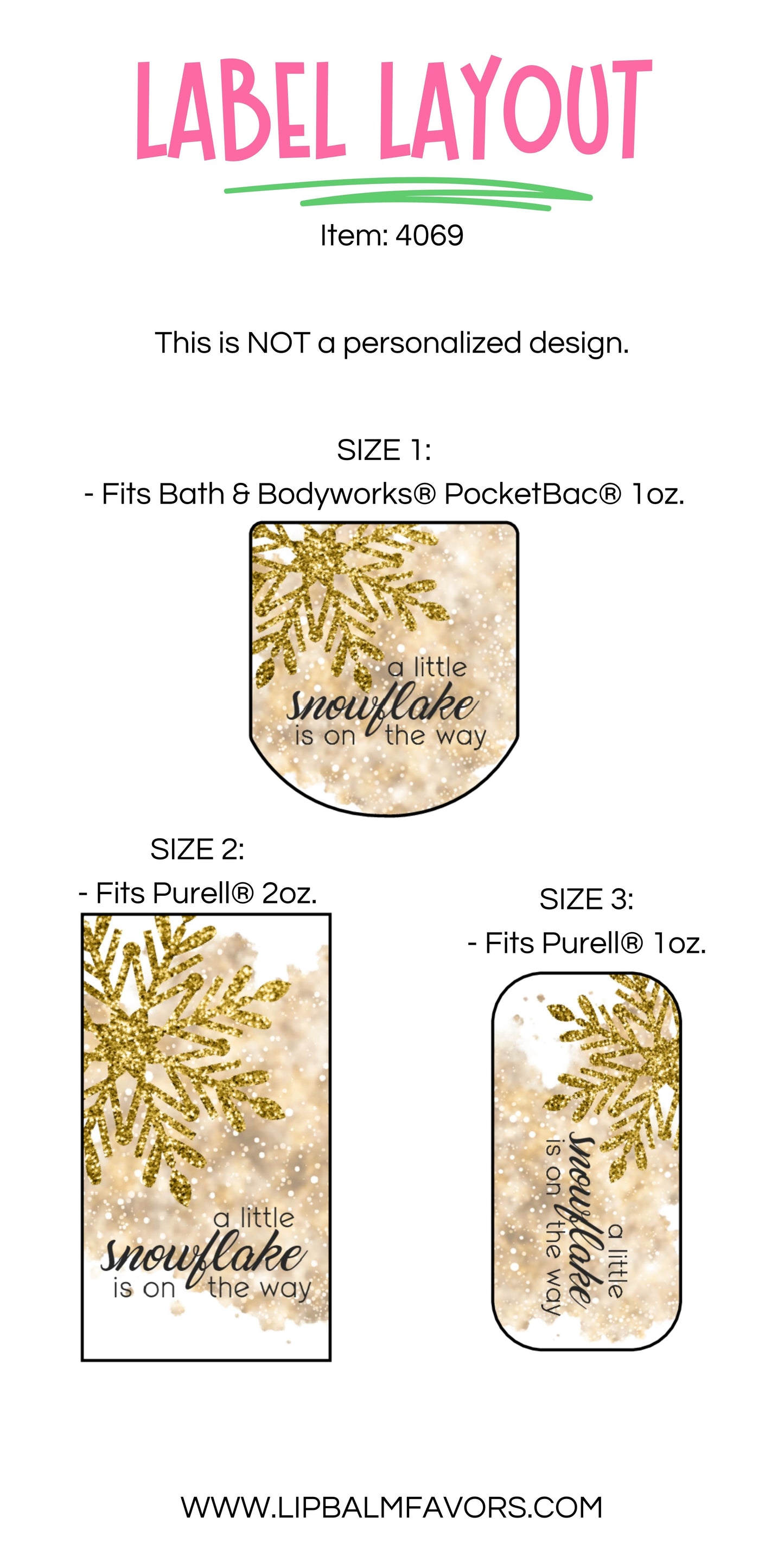 Gold Snowflake Baby Shower Favors PRINTED Hand Sanitizer LABELS| Winter Baby Shower Favor Sticker | A Little Snowflake is on the Way [4069]