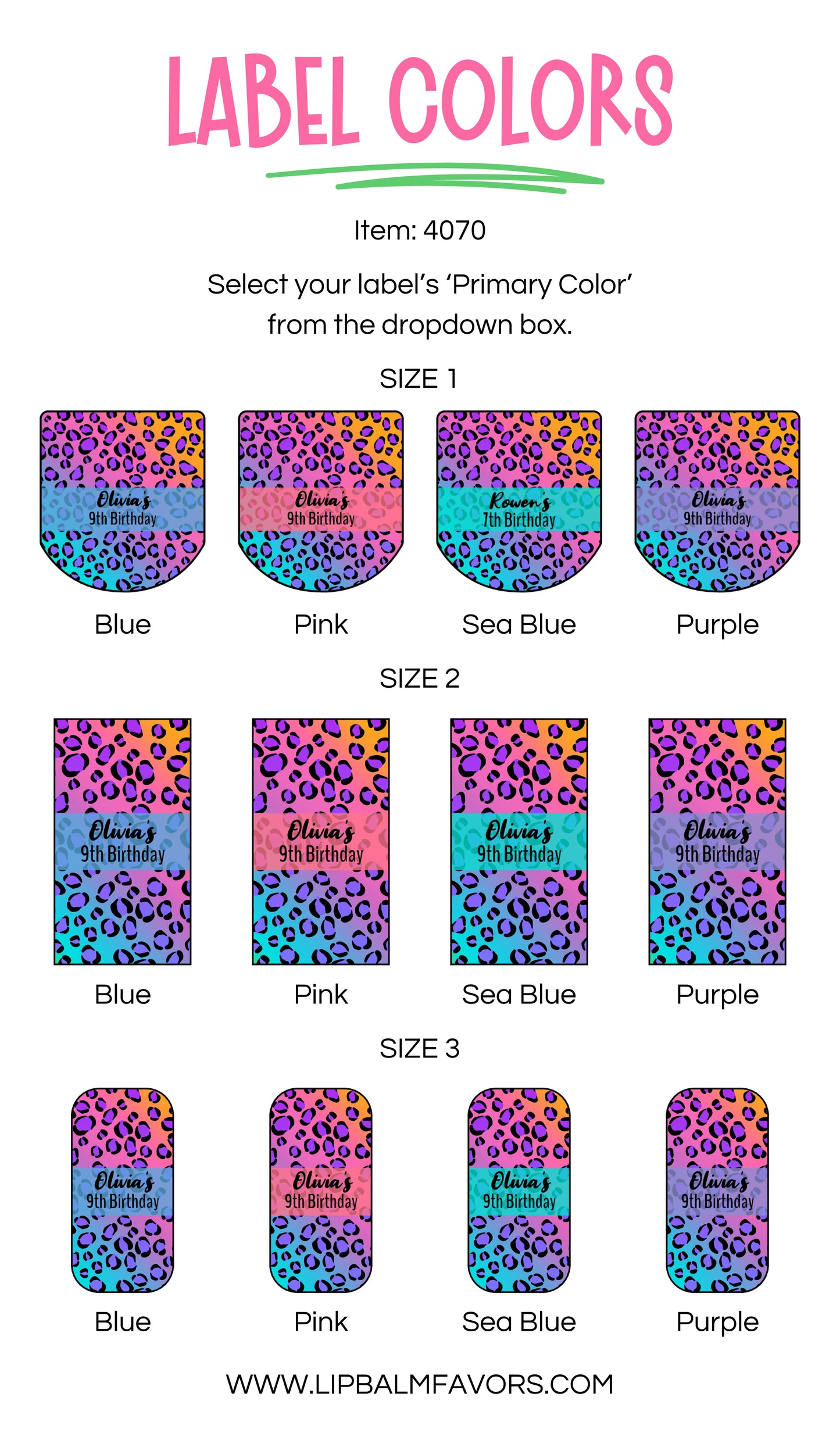 Neon Leopard Party Favors Personalized PRINTED Hand Sanitizer LABELS | Colorful and Fun Cheetah Birthday Favors Ideas for Girls [4070]