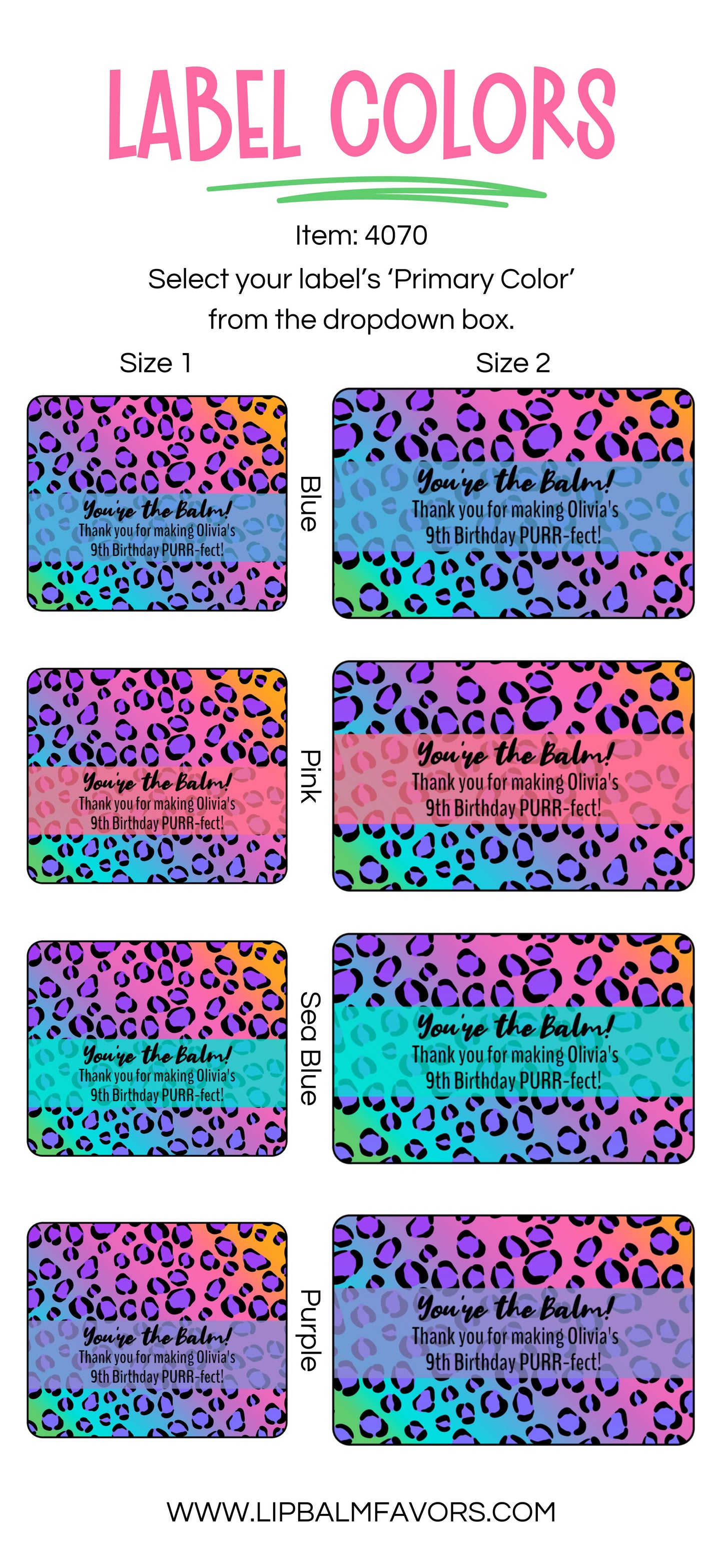 Neon Leopard Party Favors: Personalized PRINTED Wild Child or Wild One Lip Balm LABELS for Colorful Cheetah Birthday Lip Balm Favors [4070]