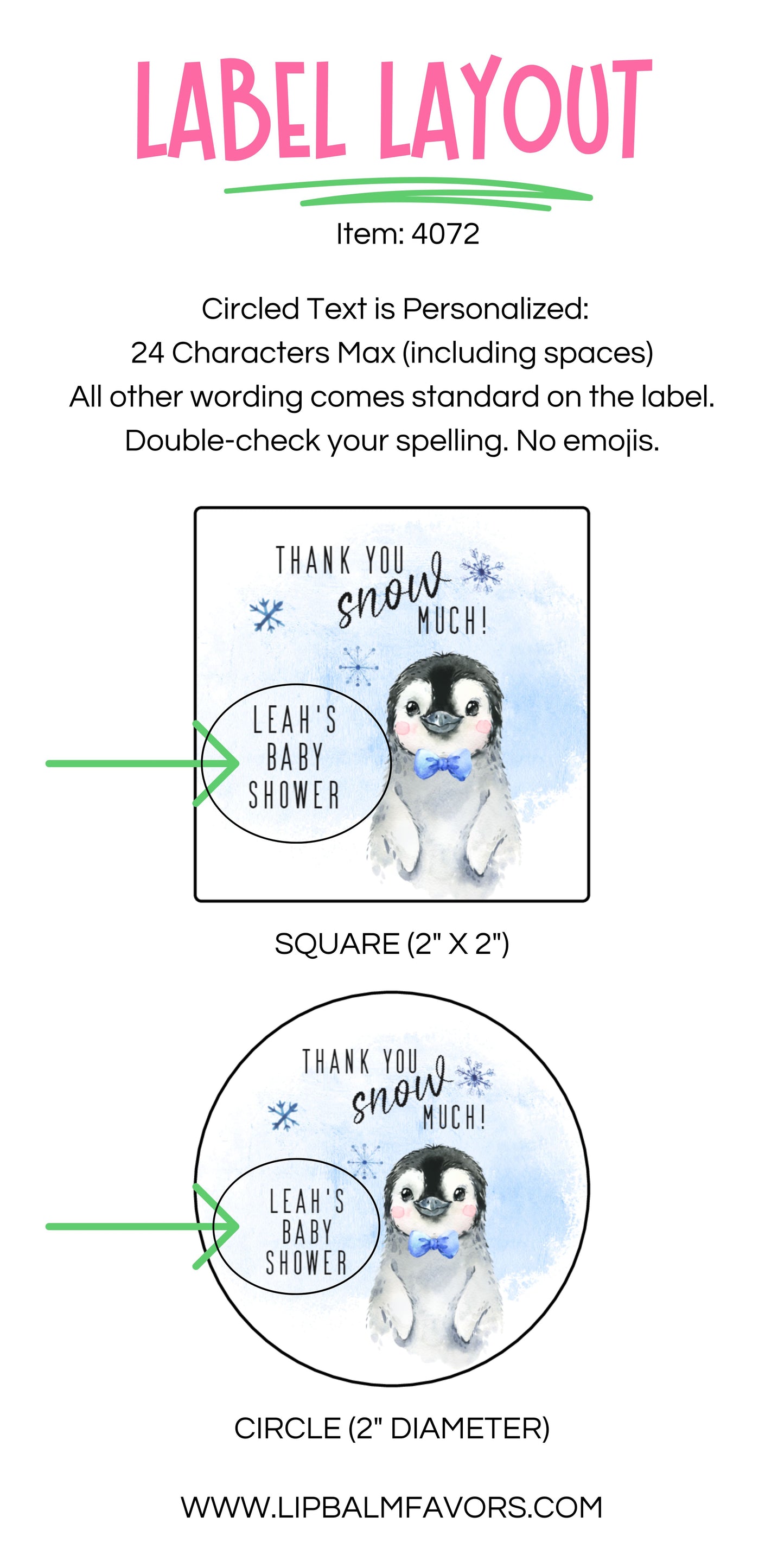 Penguin Baby Shower PRINTED 2" Square or Round Baby Shower LABELS for favors | Winter Wonderland Baby Shower Stickers for Boy Baby [4072]