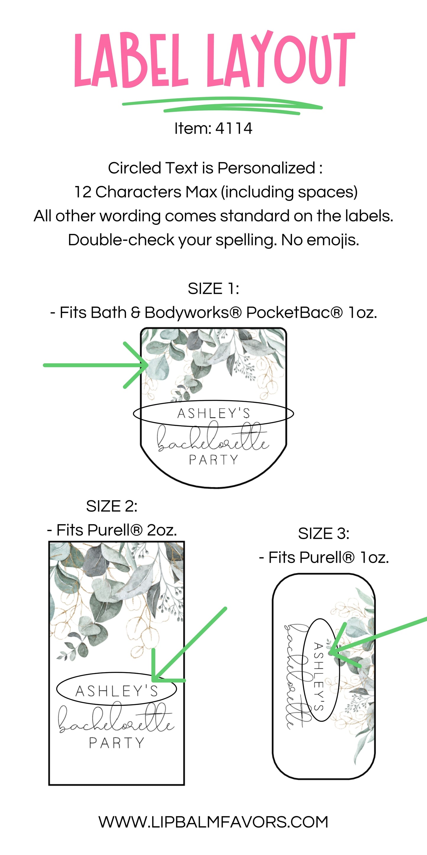 Eucalyptus Leaves Bachelorette: Personalized PRINTED Hand Sanitizer LABELS with Botanical Greenery, Minimalist Garden Theme [4114]