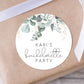 Eucalyptus Leaves Bachelorette PRINTED 2" Square or Round Party Favor LABELS | Botanical Garden Minimalist Bachelorette Stickers [4114]