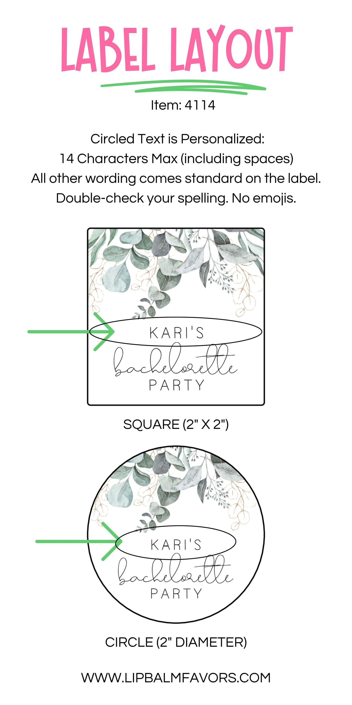 Eucalyptus Leaves Bachelorette PRINTED 2" Square or Round Party Favor LABELS | Botanical Garden Minimalist Bachelorette Stickers [4114]