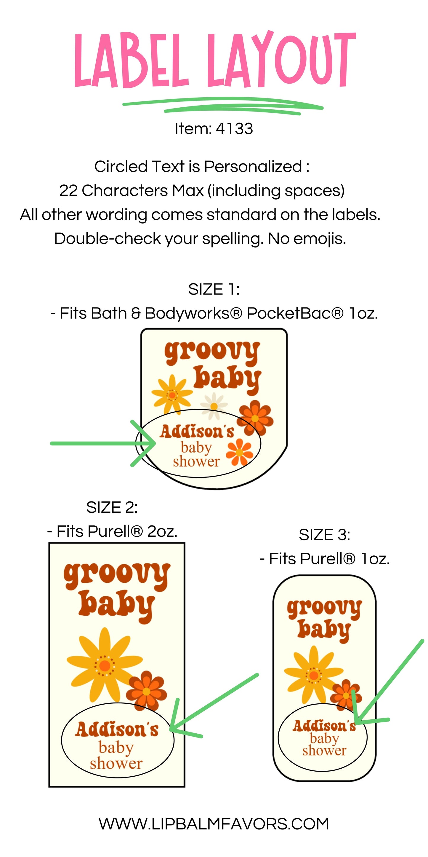 Groovy Baby Shower Favors Personalized PRINTED Retro Hand Sanitizer LABELS | 70s Theme, Nostalgic Stickers for Retro Baby Shower [4133]