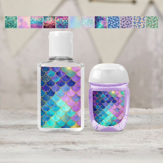 Mermaid Scales Hand Sanitizer Labels - Perfect for Girls Birthday Party, Baby Shower, Bridal Shower, & Bachelorette Party [4147]