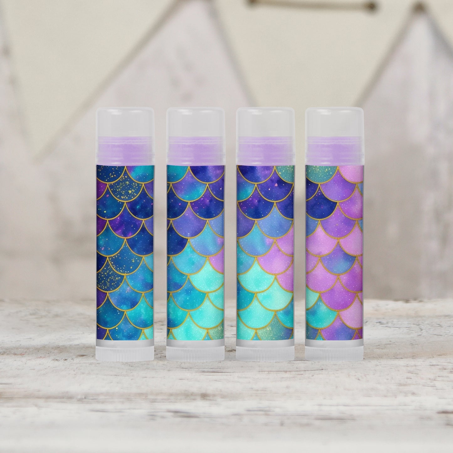 Mermaid Scales Lip Balm Party Favors PRINTED Hand Sanitizer LABELS - Girls Birthday Party, Bachelorette, Bridal Shower & Baby Shower! [4147]