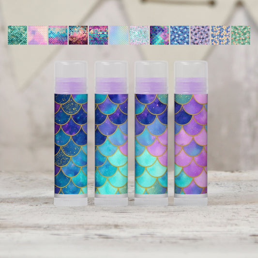 Mermaid Scales Lip Balm Party Favors PRINTED Hand Sanitizer LABELS - Girls Birthday Party, Bachelorette, Bridal Shower & Baby Shower! [4147]