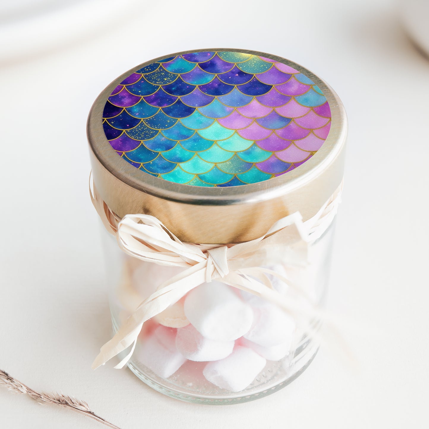 Mermaid Scales PRINTED 2" Square or Round Party Favor LABELS | Under the Sea Birthday Party Stickers for Favors | Girls Baby Shower [4147]