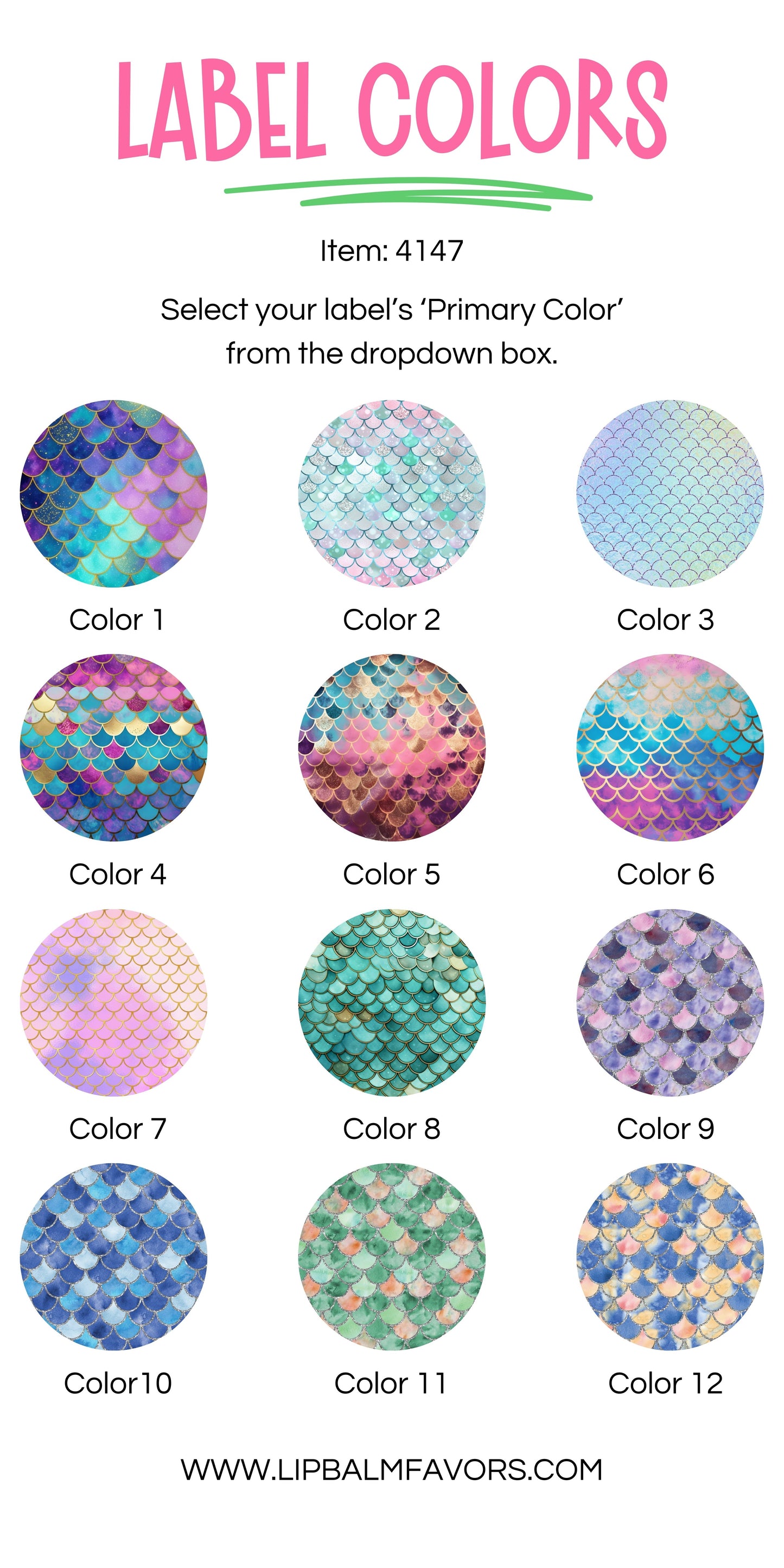 Mermaid Scales Lip Balm Party Favors PRINTED Hand Sanitizer LABELS - Girls Birthday Party, Bachelorette, Bridal Shower & Baby Shower! [4147]