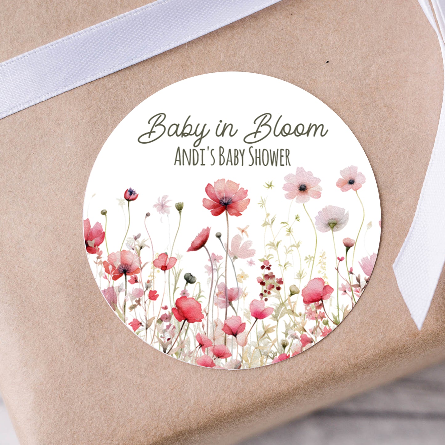 Baby in Bloom Thank You PRINTED 2" Square or Round Baby Shower LABELS | Baby in Bloom Stickers | Pink Floral Baby Shower Favor Label [4219]