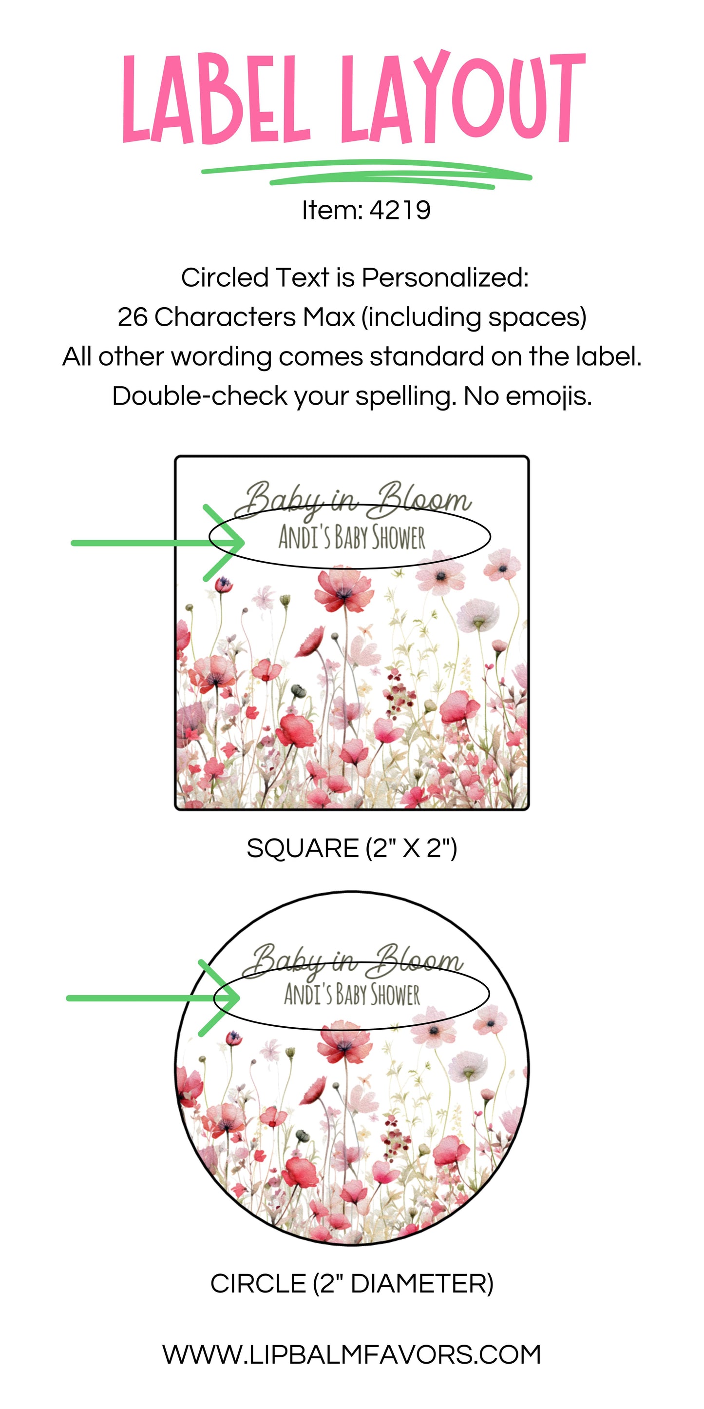 Baby in Bloom Thank You PRINTED 2" Square or Round Baby Shower LABELS | Baby in Bloom Stickers | Pink Floral Baby Shower Favor Label [4219]