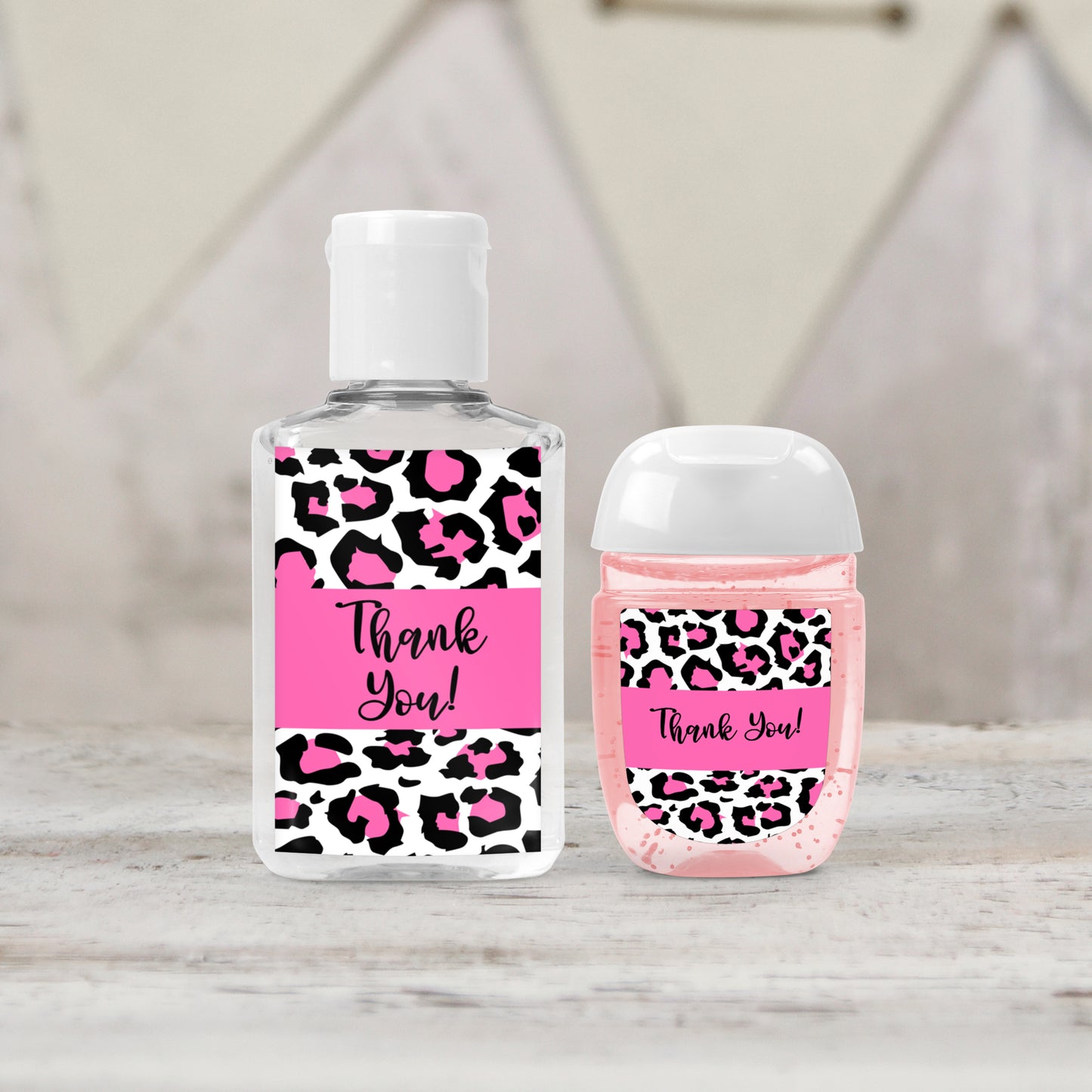 Pink Leopard Print Party Favors Personalized PRINTED Hand Sanitizer LABELS | Pink Cheetah Birthday or Bachelorette Favor Ideas [4236]