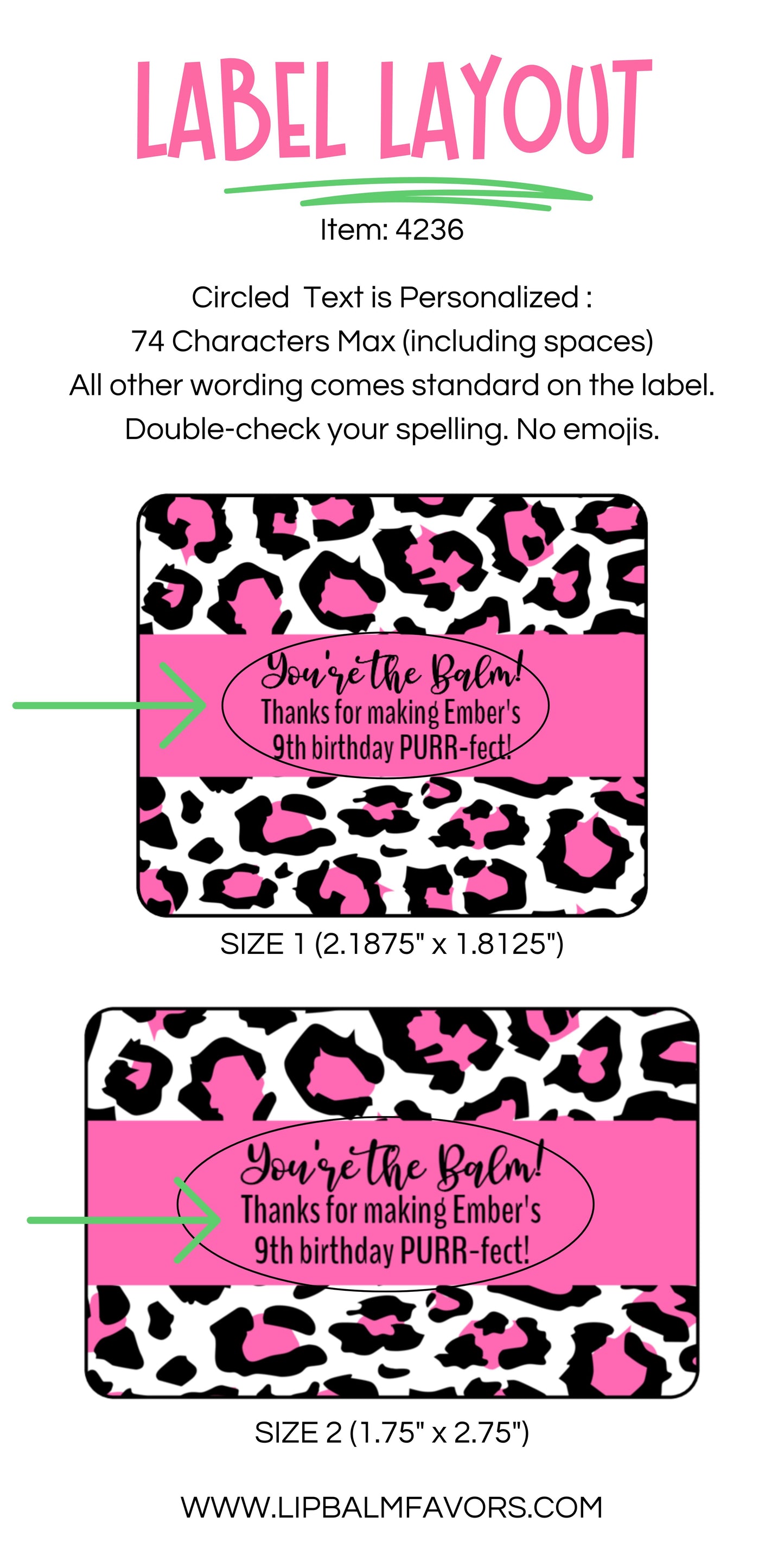 Pink Leopard Print Party Favors: Personalized PRINTED Lip Balm LABELS for Pink Cheetah Print Birthday or Bachelorette Lip Balm Favor [4236]