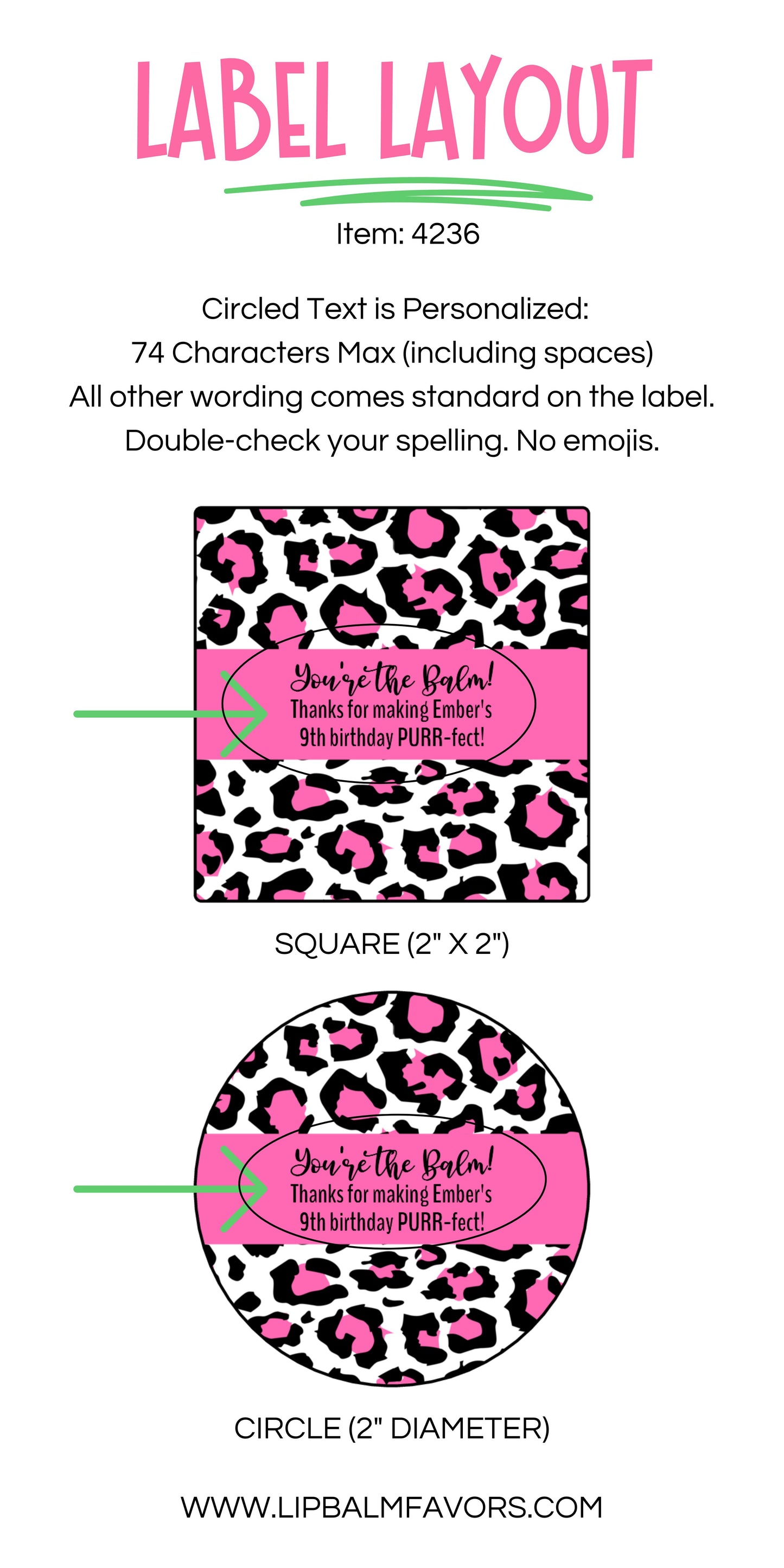 Pink Leopard Print Birthday Party PRINTED 2" Square or Round Party Favor LABELS | Cheetah Print Favor Labels for Birthday Party Favor [4236]