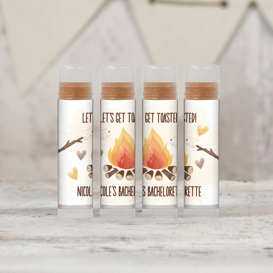 PRINTED Lip Balm LABELS for Let's Get Toasted S'mores Theme Party | Camp Bachelorette | Bachelorette Party Favors | Adult Birthday [4267]