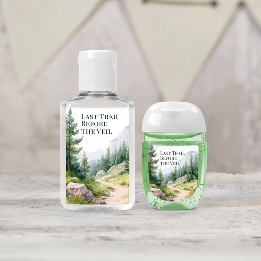 Last Trail Before the Veil Bachelorette Party PRINTED Hand Sanitizer LABELS for Camp Bachelorette Party Favors | Outdoor Bachelorette [4270]