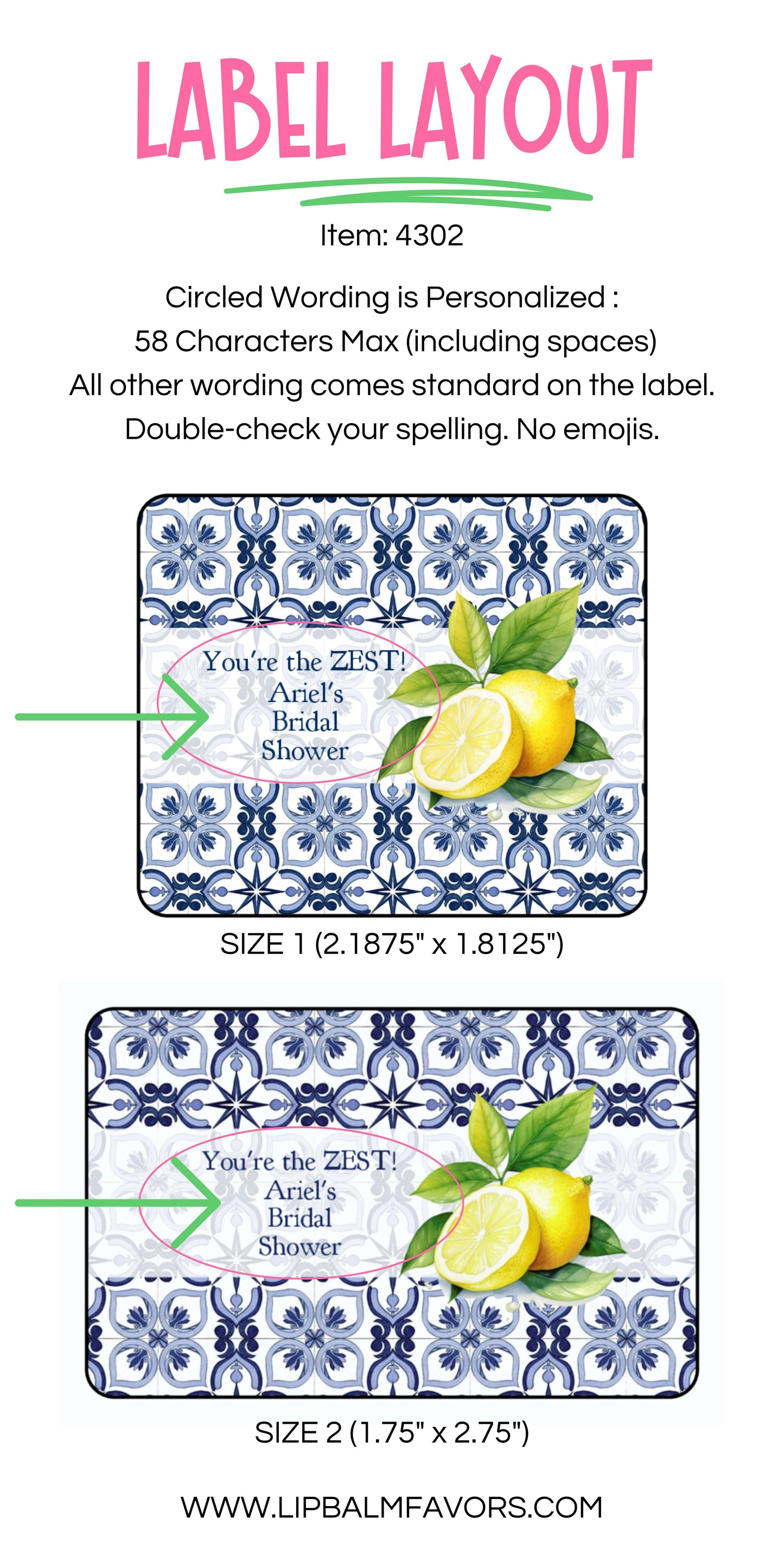 Mediterranean Bridal Shower Personalized PRINTED Bridal Shower Lip Balm LABELS | Lemon Baby Shower Favors | You're the Zest [4302]