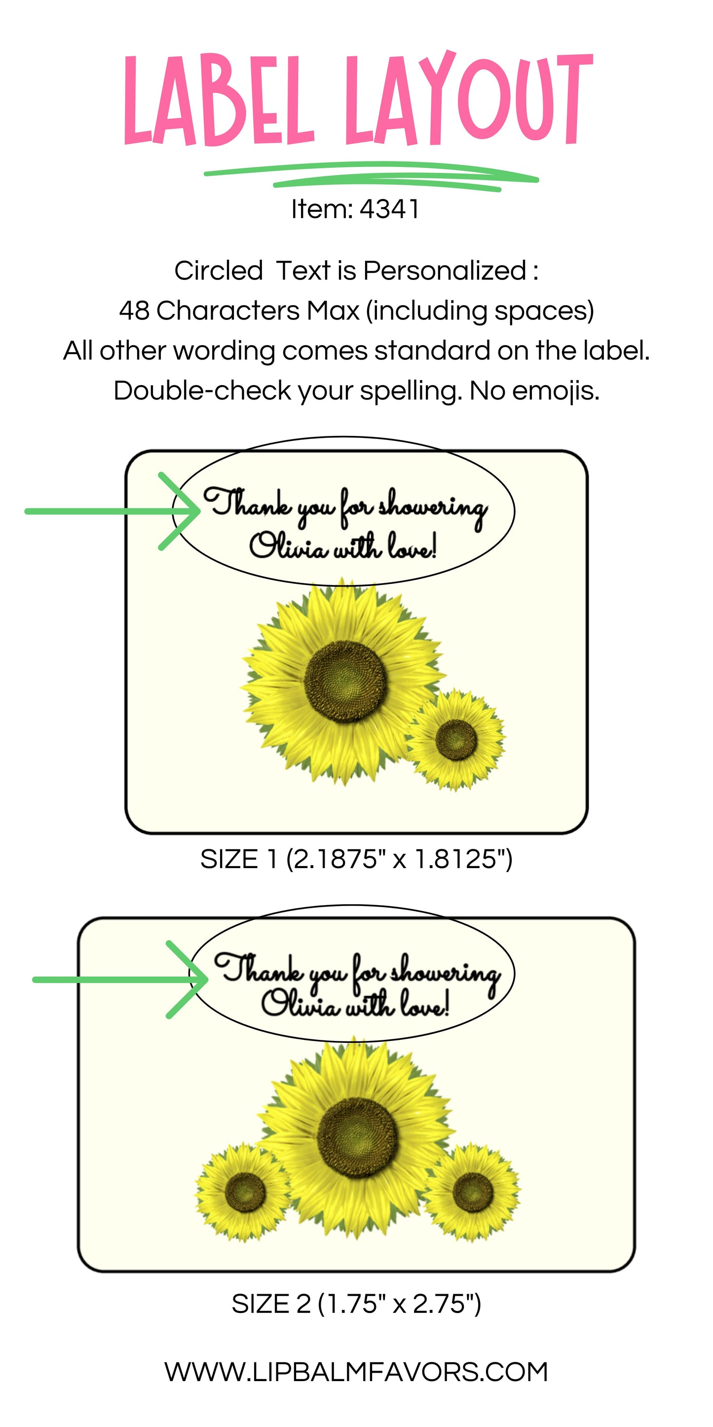 Sunflower Bridal Shower Favors Personalized PRINTED Lip Balm LABELS | Rustic Fall Floral Lip Balm Stickers for Baby Shower Favors [4341]