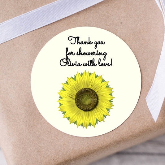 Sunflower Bridal Shower PRINTED 2" Square or Round Party Favor LABELS | Rustic Fall Floral Baby Shower Favor Stickers | Wedding Label [4341]