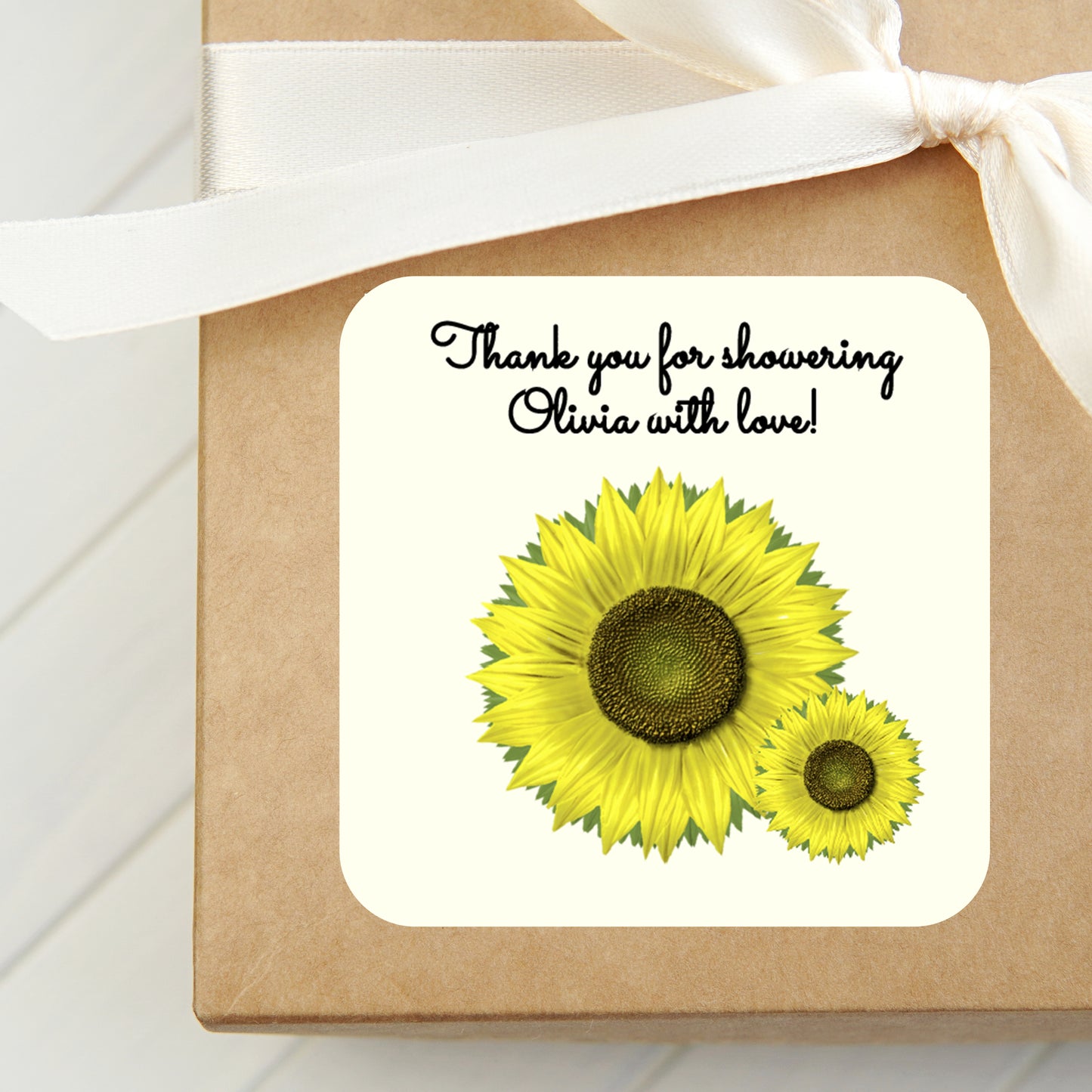 Sunflower Bridal Shower PRINTED 2" Square or Round Party Favor LABELS | Rustic Fall Floral Baby Shower Favor Stickers | Wedding Label [4341]