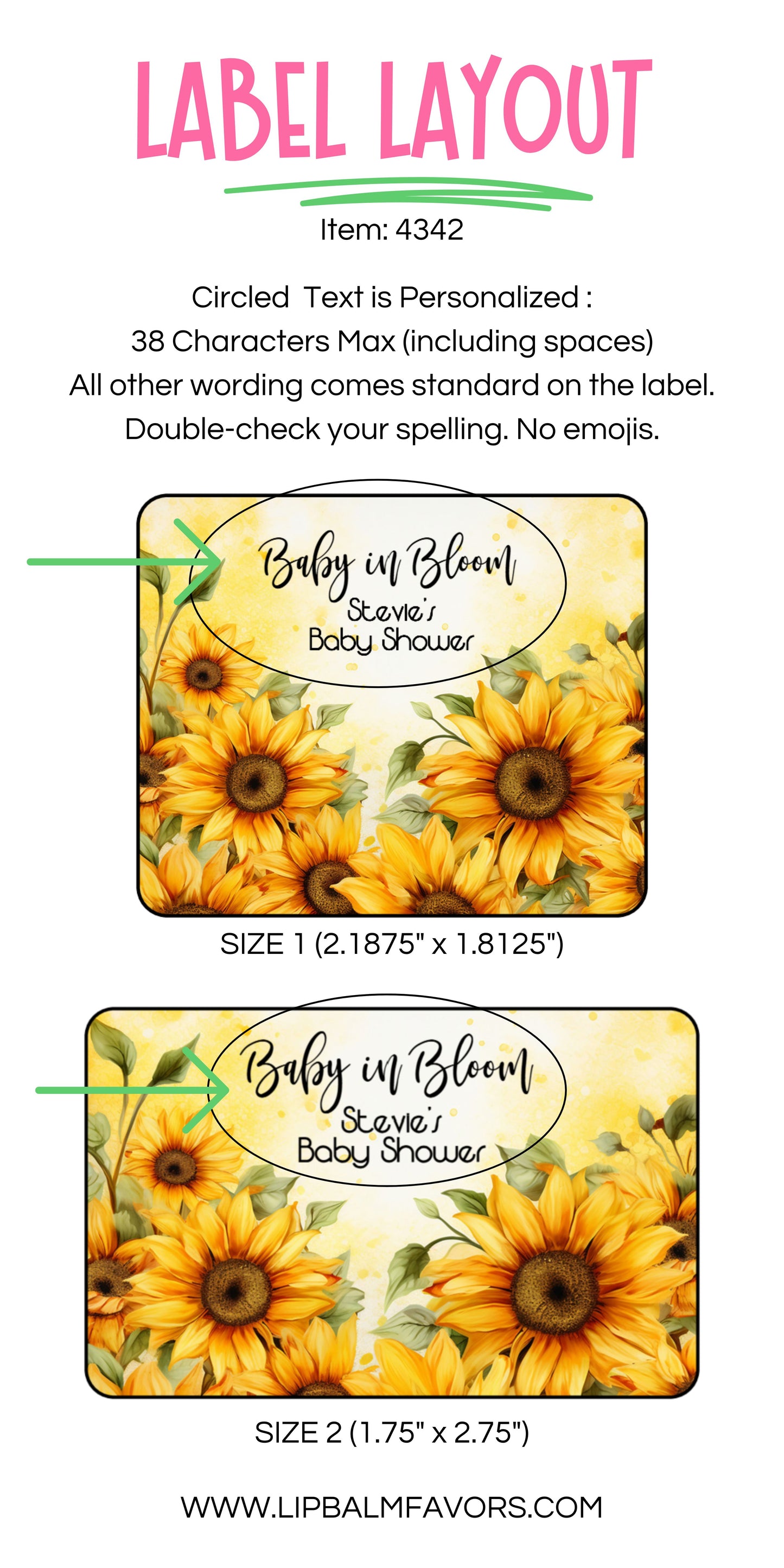 Sunflower Baby Shower Favor Personalized PRINTED Lip Balm LABELS | Sunflower Wedding Favors Sticker | Rustic Bridal Shower Theme [4342]