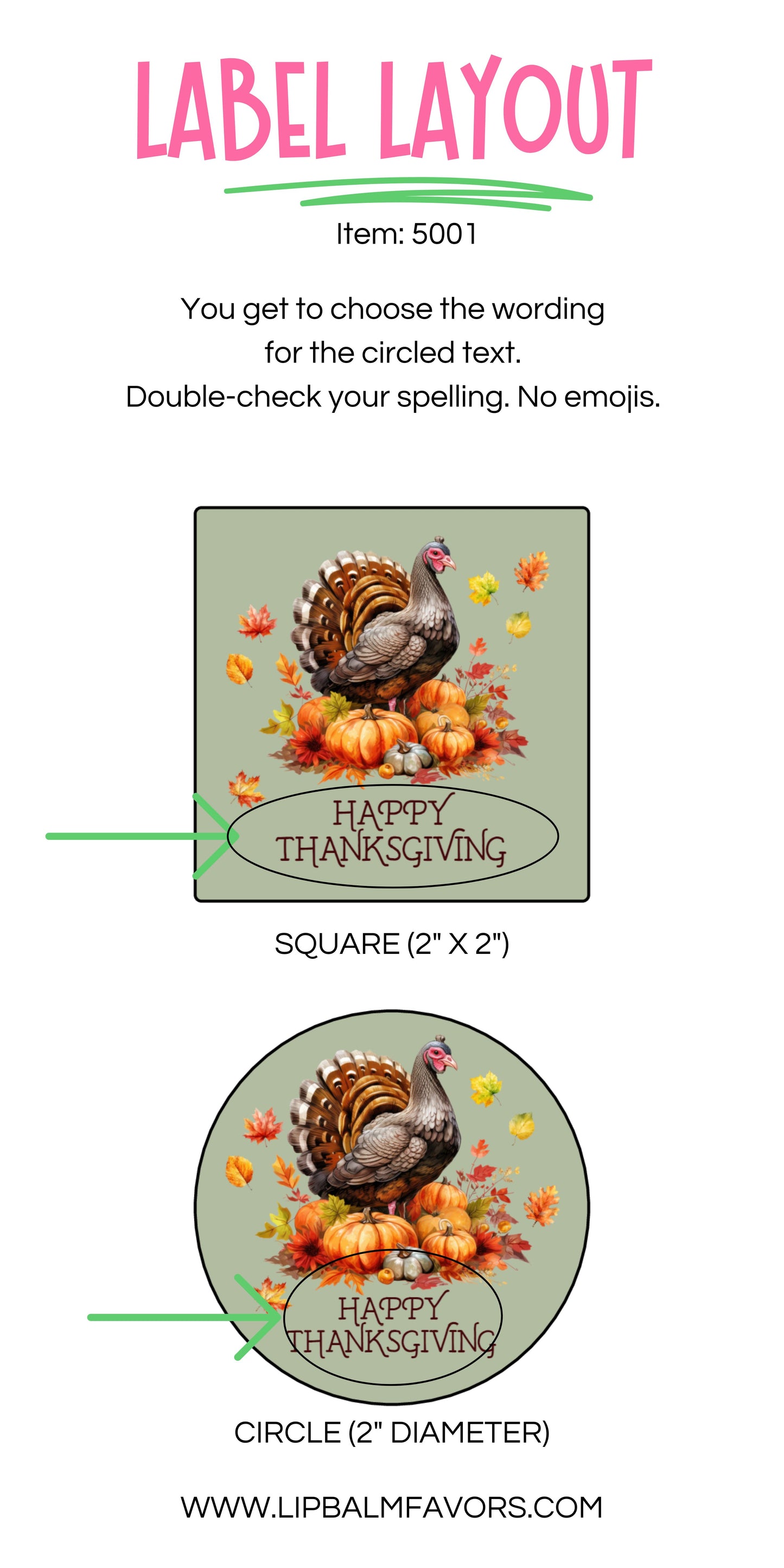 Happy Thanksgiving Turkey PRINTED 2" Square or Round Party Favor LABELS | Friendsgiving Potluck Dinner Party Stickers for Favors [5001]