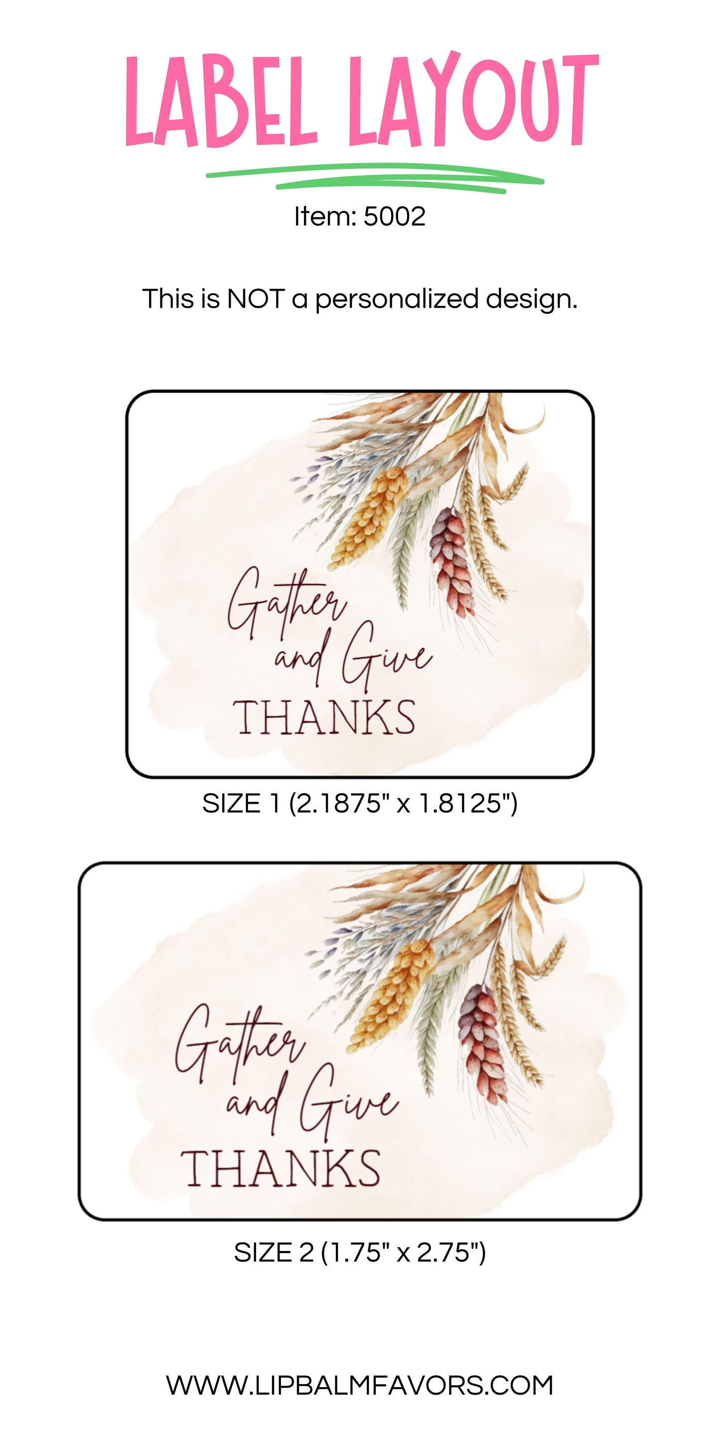 Gather and Give Thanks with PRINTED Lip Balm Favor LABELS for Thanksgiving Dinner Table or Friendsgiving Guests [5002]