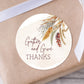 Gather and Give Thanks Thanksgiving PRINTED 2" Square or Round Party Favor LABELS | Friendsgiving Potluck Party Favor Stickers [5002]