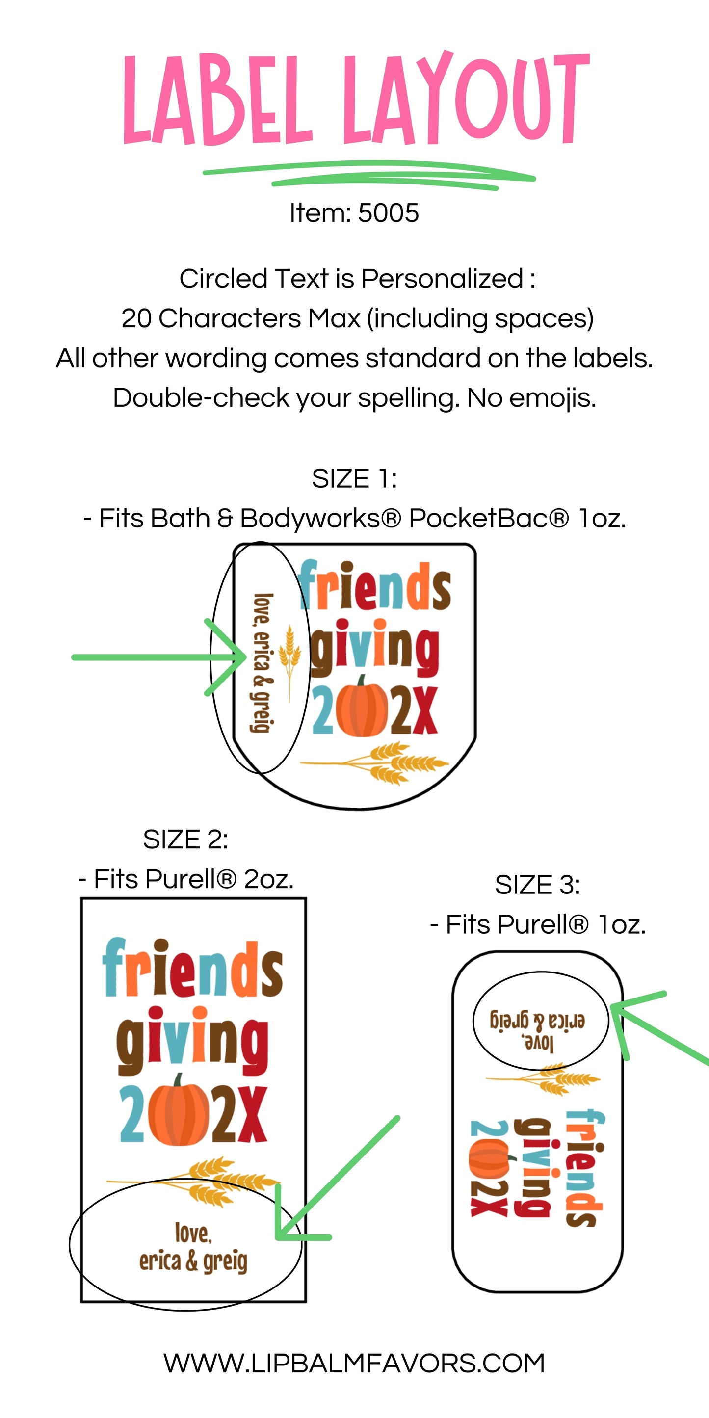 Friendsgiving Personalized PRINTED Hand Sanitizer LABELS - Perfect Party Labels for Your Friendsgiving Brunch or Dinner! [5005]