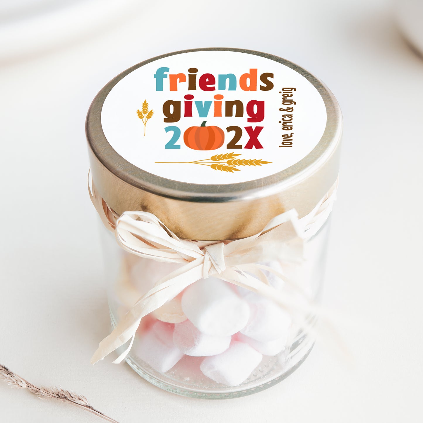 Friendsgiving PRINTED 2" Square or Round Party Favor LABELS | Friends Thanksgiving Potluck Brunch Party Favor Stickers for Lip Balm [5005]