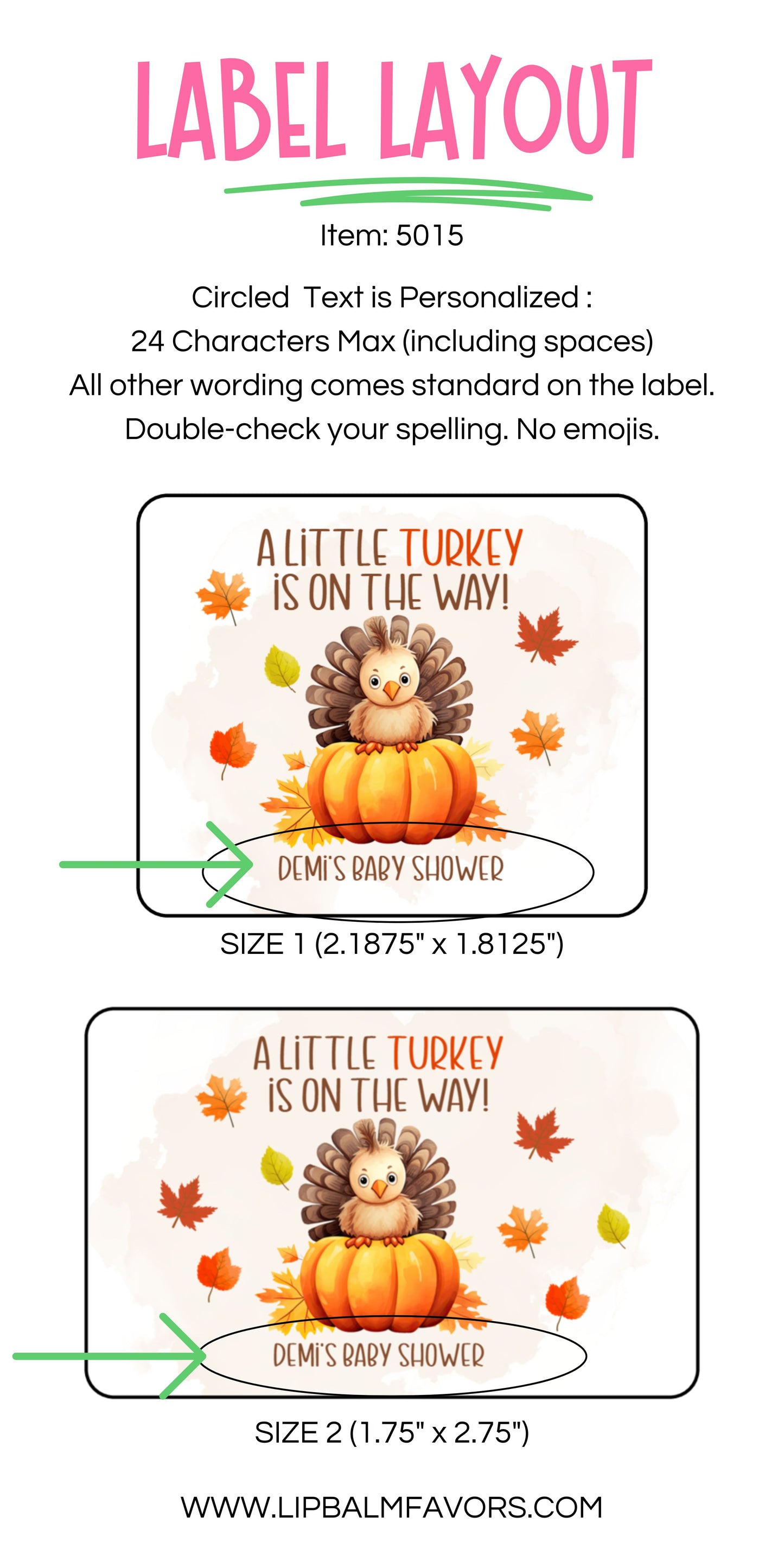 A Little Turkey is on the Way Personalized PRINTED Lip Balm LABELS | Turkey Theme Baby Shower | Thanksgiving Baby Shower Favors [5015]