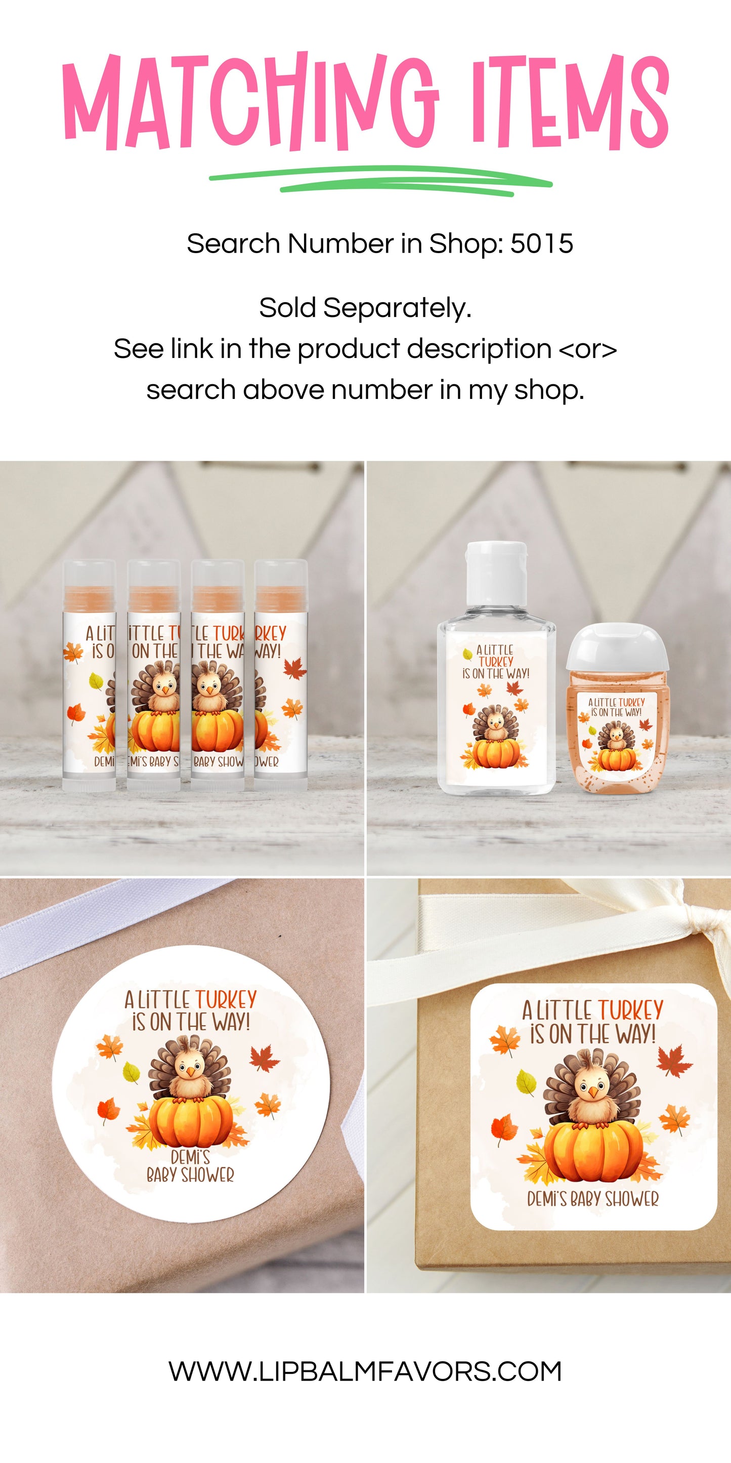 A Little Turkey is on the Way Baby Shower PRINTED 2" Square or Round Party Favor LABELS | November Baby Shower Sticker Thank You [5015]