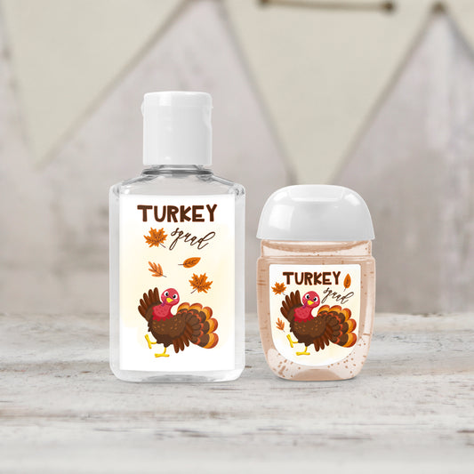 Turkey Squad Thanksgiving PRINTED Hand Sanitizer LABELS - Perfect for Friendsgiving Party Favors & Gifts for Family and Friends! [5017]