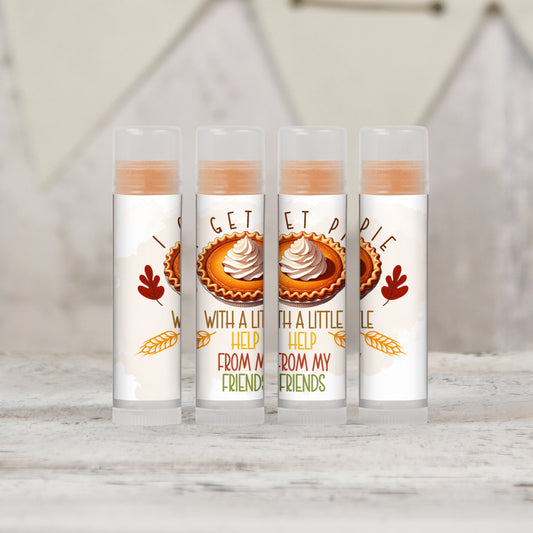 I Get Pie With a Little Help From My Friends PRINTED Lip Balm LABELS | Friendsgiving Party Favors Lip Balm Stickers for Your Squad! [5019]