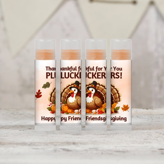 Thankful For You Pluckers Personalized PRINTED Lip Balm Favors LABELS - Perfect Friendsgiving & Thanksgiving Gifts and Party Favors! [5020]