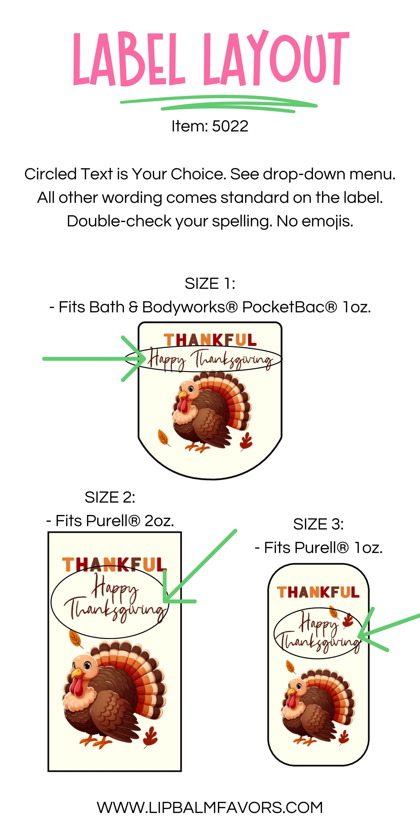 Thankful Happy Thanksgiving Turkey Personalized PRINTED Hand Sanitizer LABELS - Perfect for Friendsgiving & Thanksgiving Party Favors [5022]