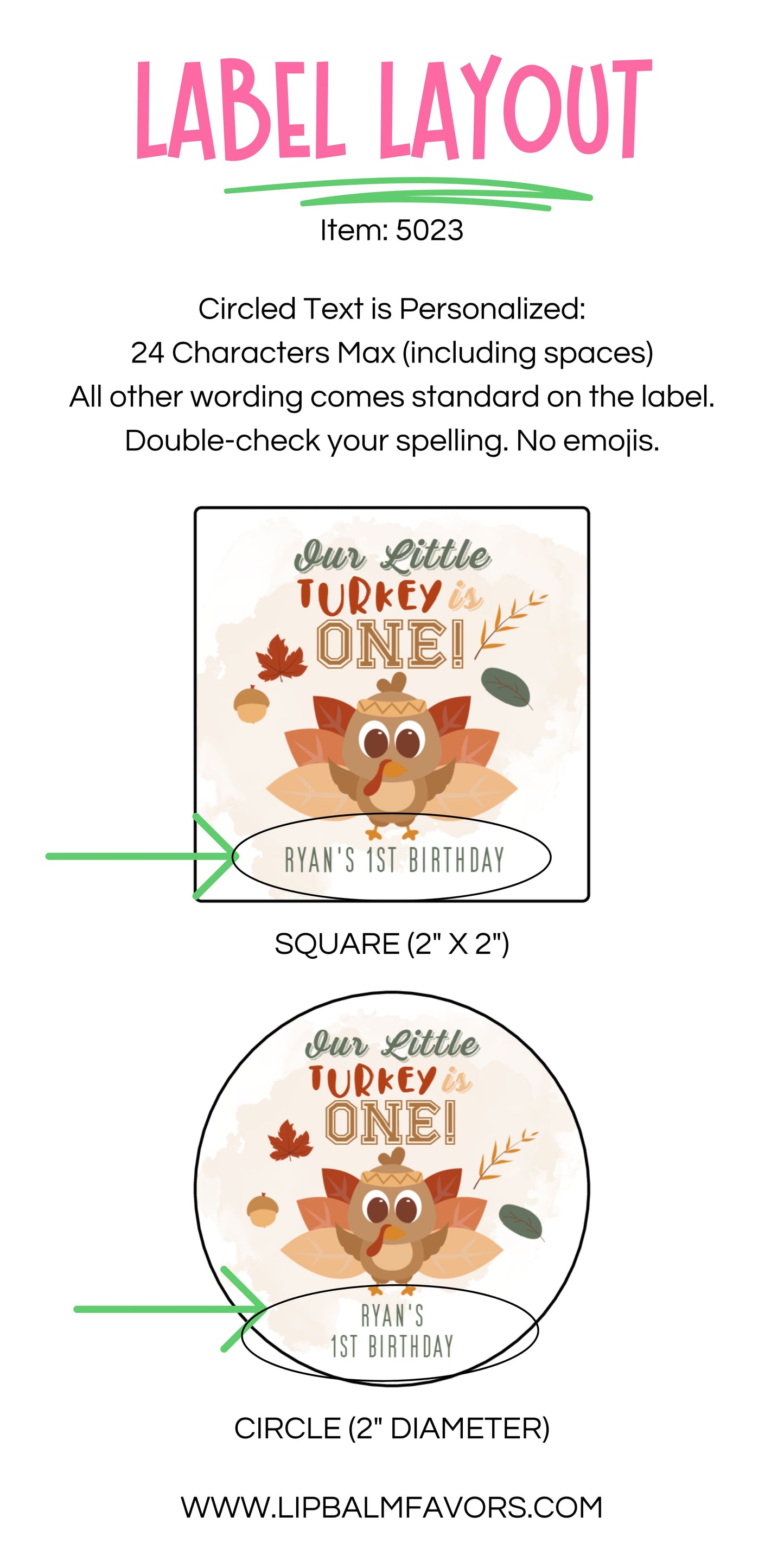 Our Little Turkey is One PRINTED 2" Square or Round Party Favor LABELS | November or Thanksgiving First Birthday Party Favor Sticker [5023]