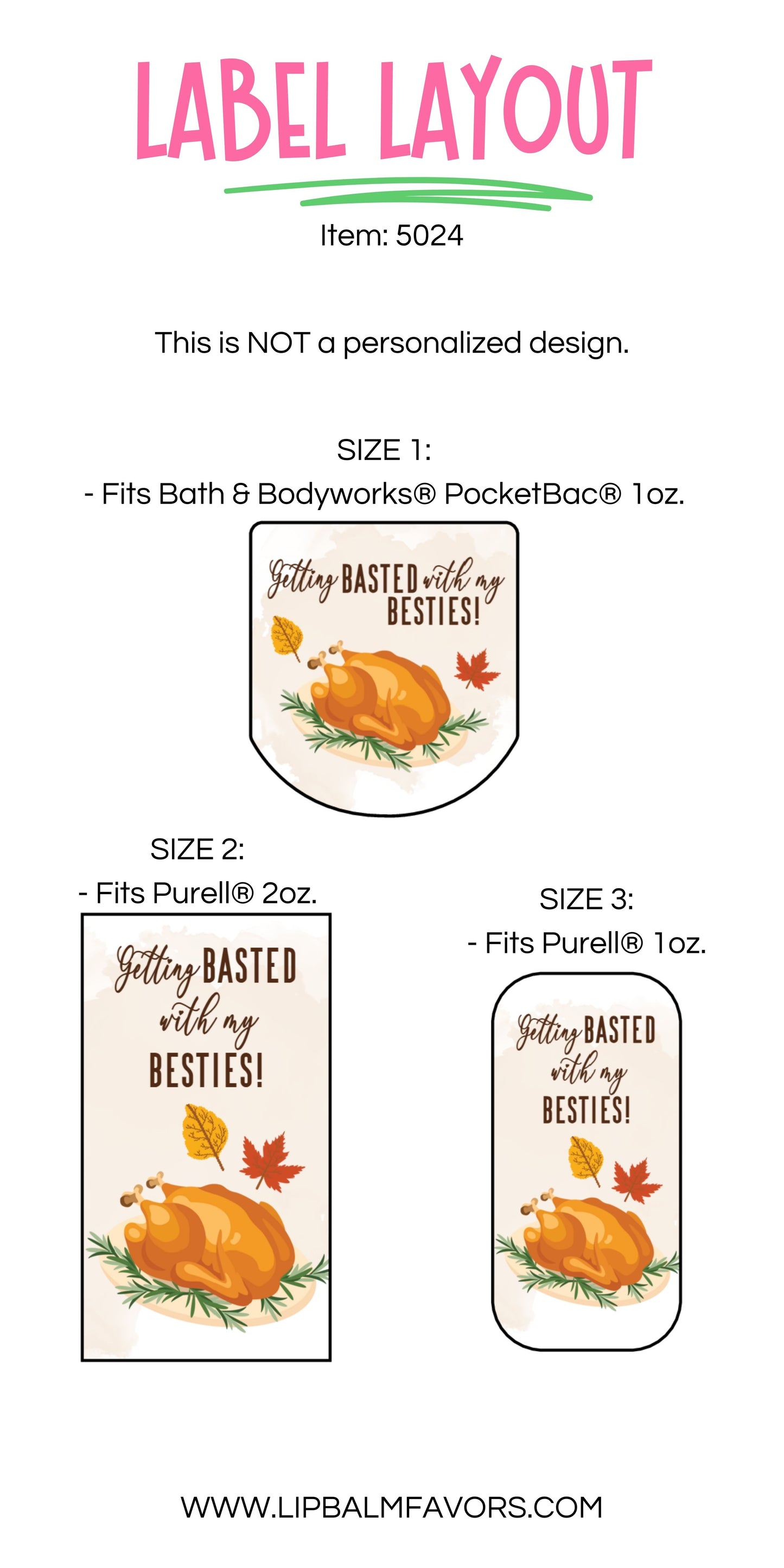 Getting Basted with My Besties PRINTED Hand Sanitizer LABELS - Happy Friendsgiving Party Favor Labels & Supplies! [5024]