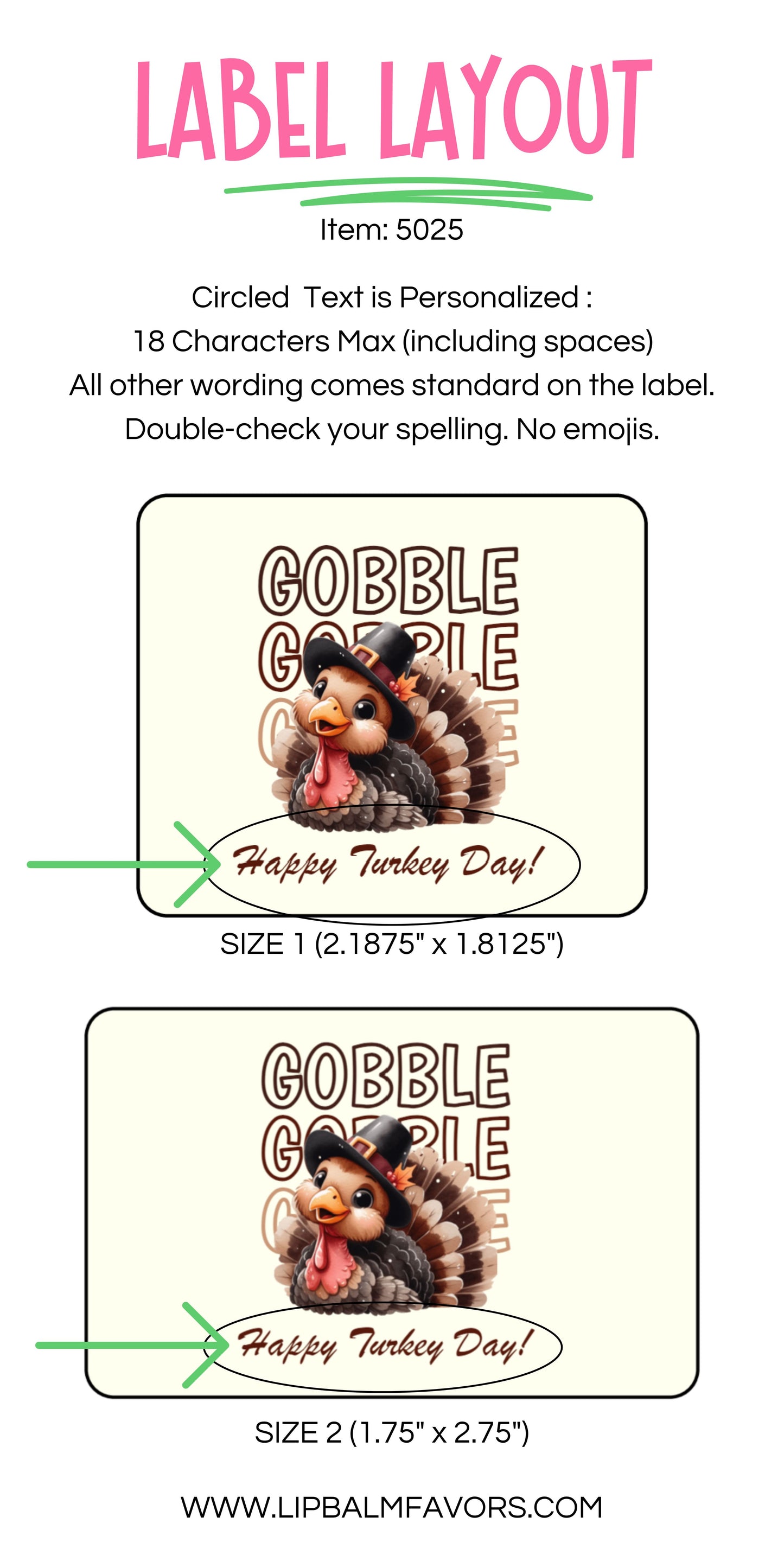 Gobble Gobble Happy Thanksgiving PRINTED Lip Balm LABEL - Turkey Favor for Thanksgiving Dinner Favors, Thanksgiving Gift Table Ideas! [5025]