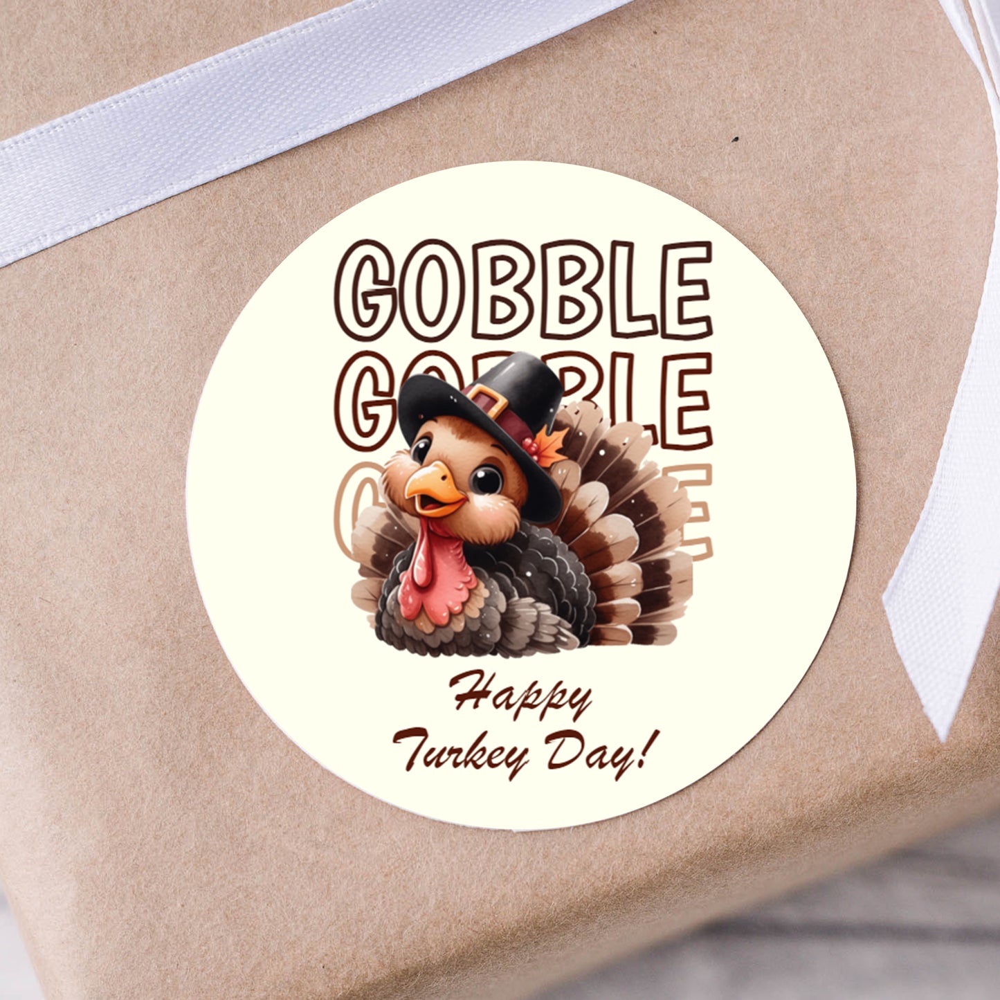 Gobble Gobble Thanksgiving Turkey PRINTED 2" Square or Round Party Favor LABELS | Friendsgiving Party Favor Sticker [5025]