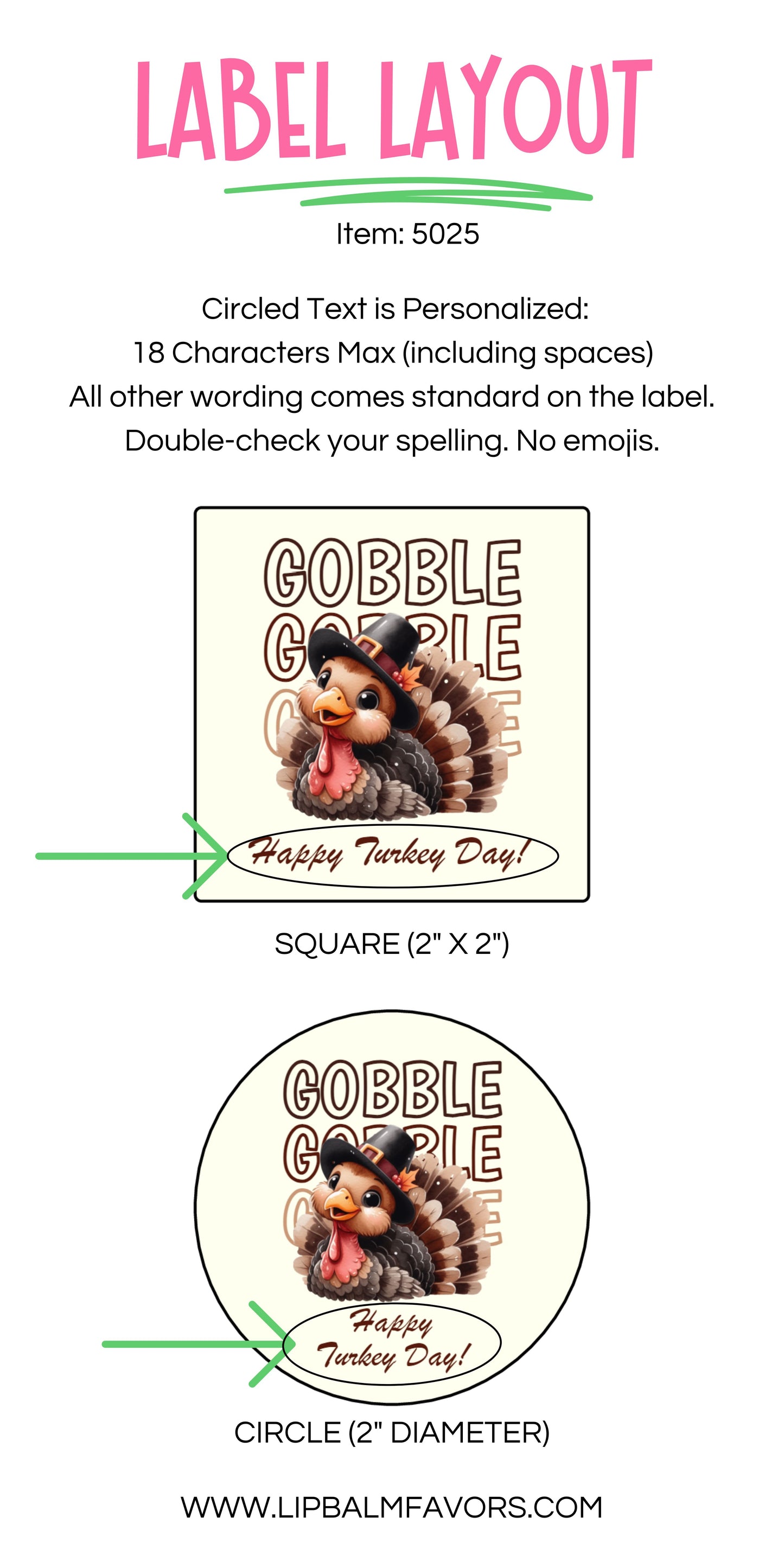 Gobble Gobble Thanksgiving Turkey PRINTED 2" Square or Round Party Favor LABELS | Friendsgiving Party Favor Sticker [5025]