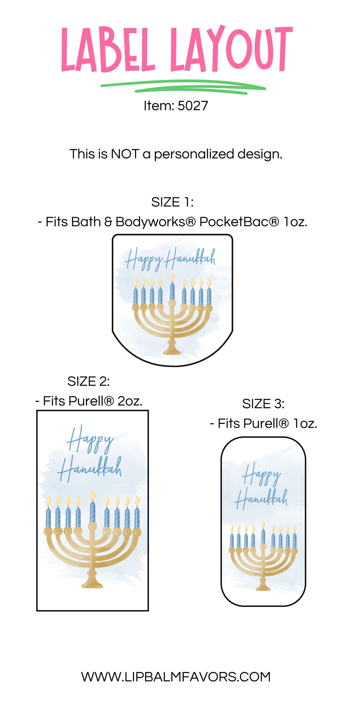 Happy Hanukkah Menorah PRINTED Hand Sanitizer LABELS - Chanukah Party Supplies [5027]