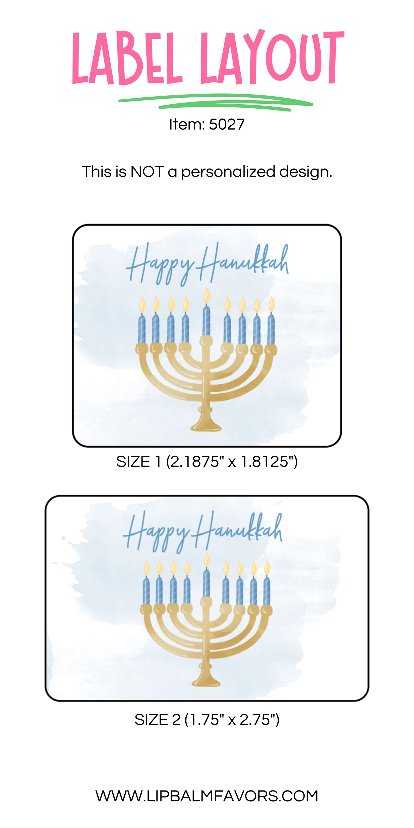 Happy Hanukkah PRINTED Lip Balm Favors LABELS - Menorah Chanukah Gifts & Gift Ideas [5027]