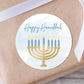 Happy Hanukkah PRINTED 2" Square or Round Party Favor LABELS | Chanukah Party Supplies | Menorah Stickers for Gifts [5027]