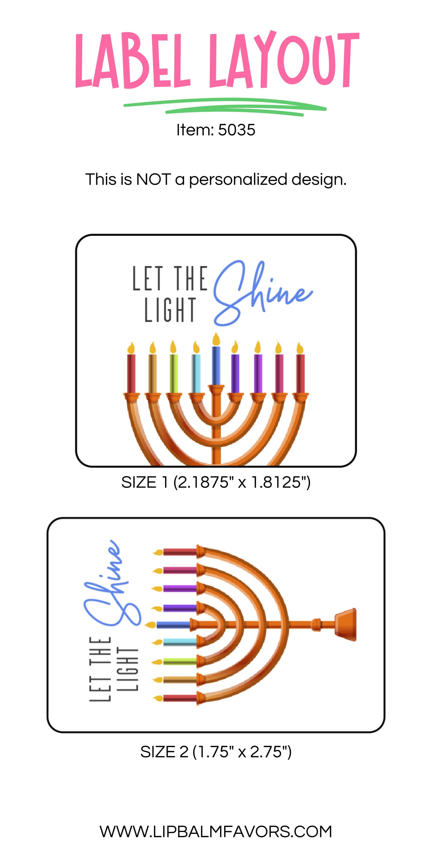 Let the Light Shine PRINTED Hanukkah Lip Balm Favors LABELS - Perfect Gifts for Her, Women, Kids, Teachers, and Chanukah Parties! [5035]