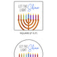 Let the Light Shine Hanukkah Menorah PRINTED 2" Square or Round Party Favor LABELS | Chanukah Stickers for Gifts [5035]